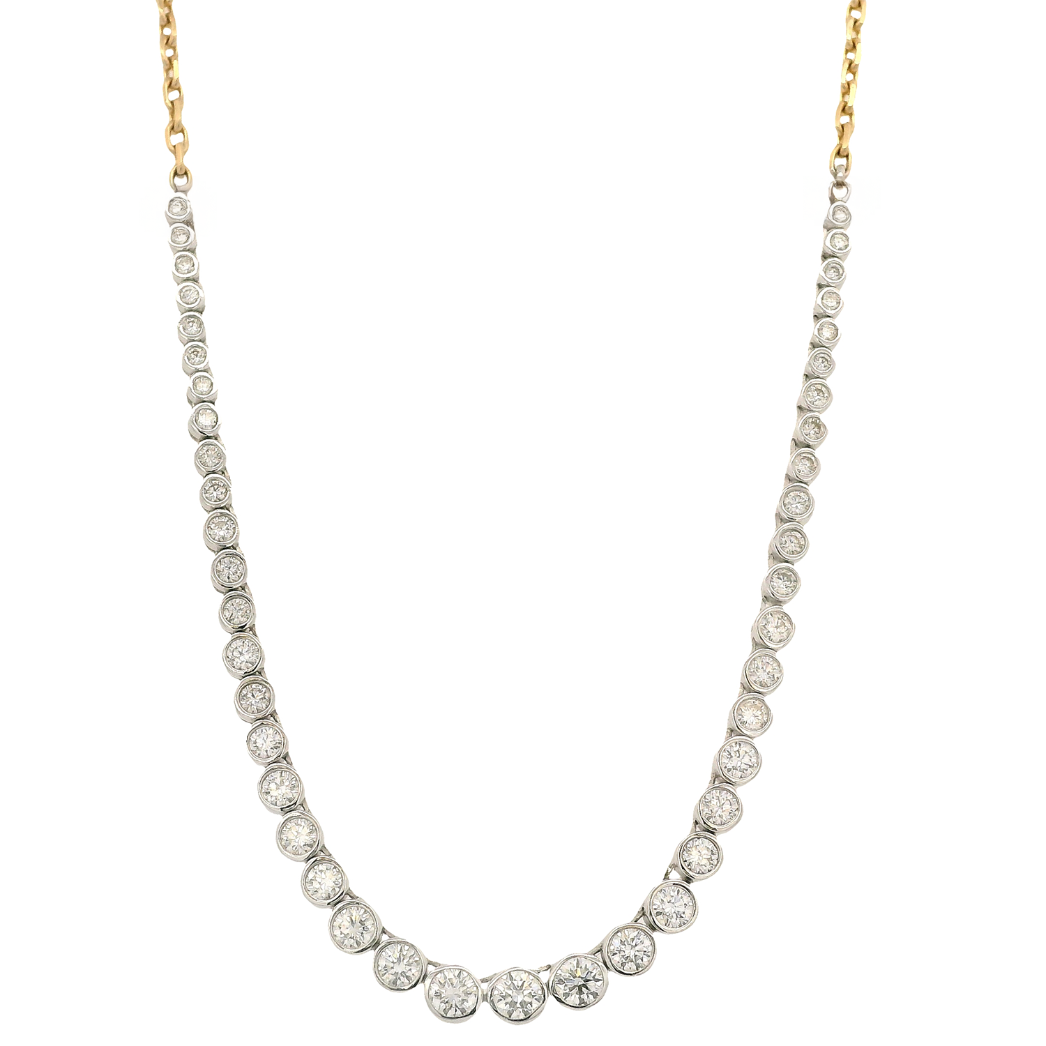 Graduated Bezel Round Diamond Necklace