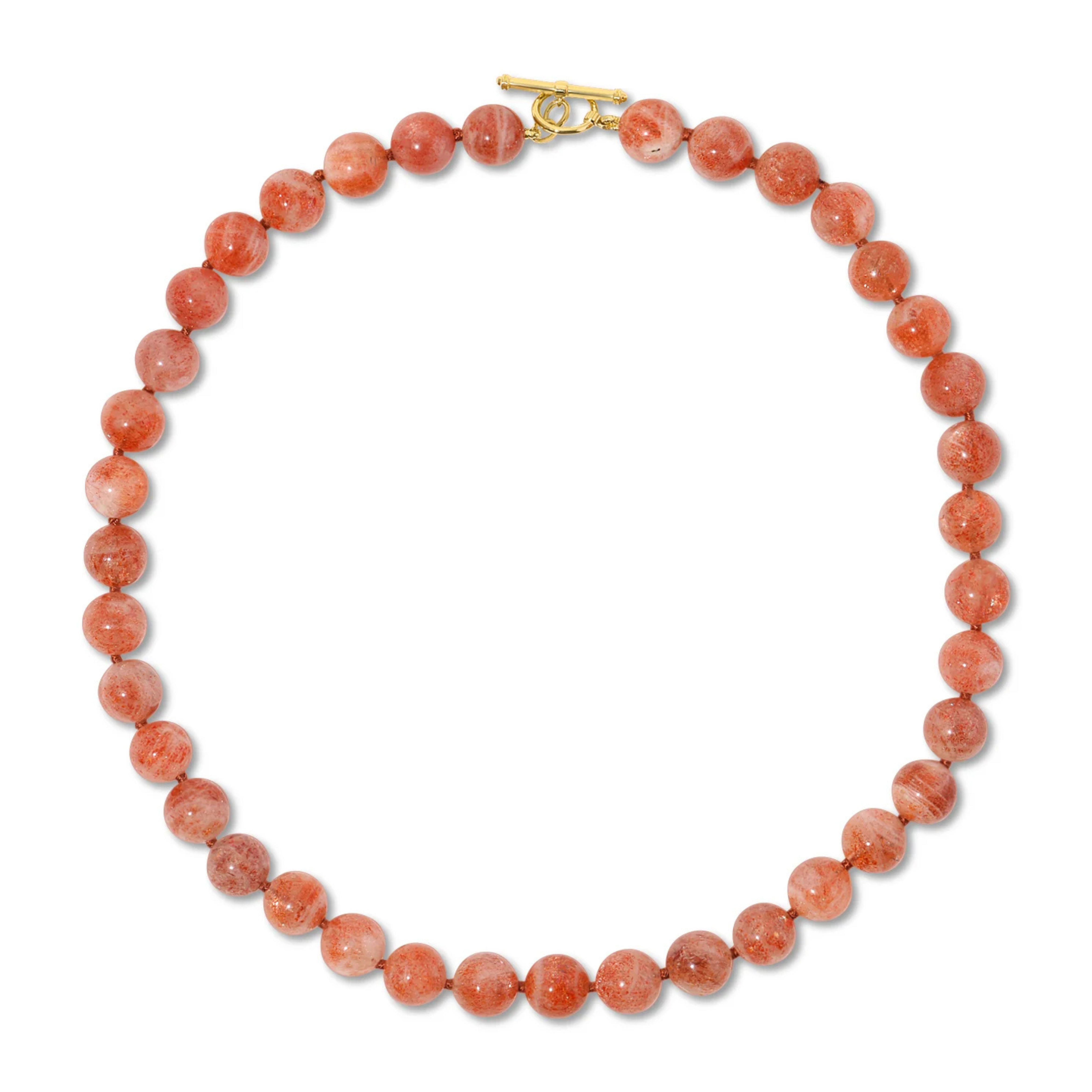 Luna Necklace in Coral Sunstone