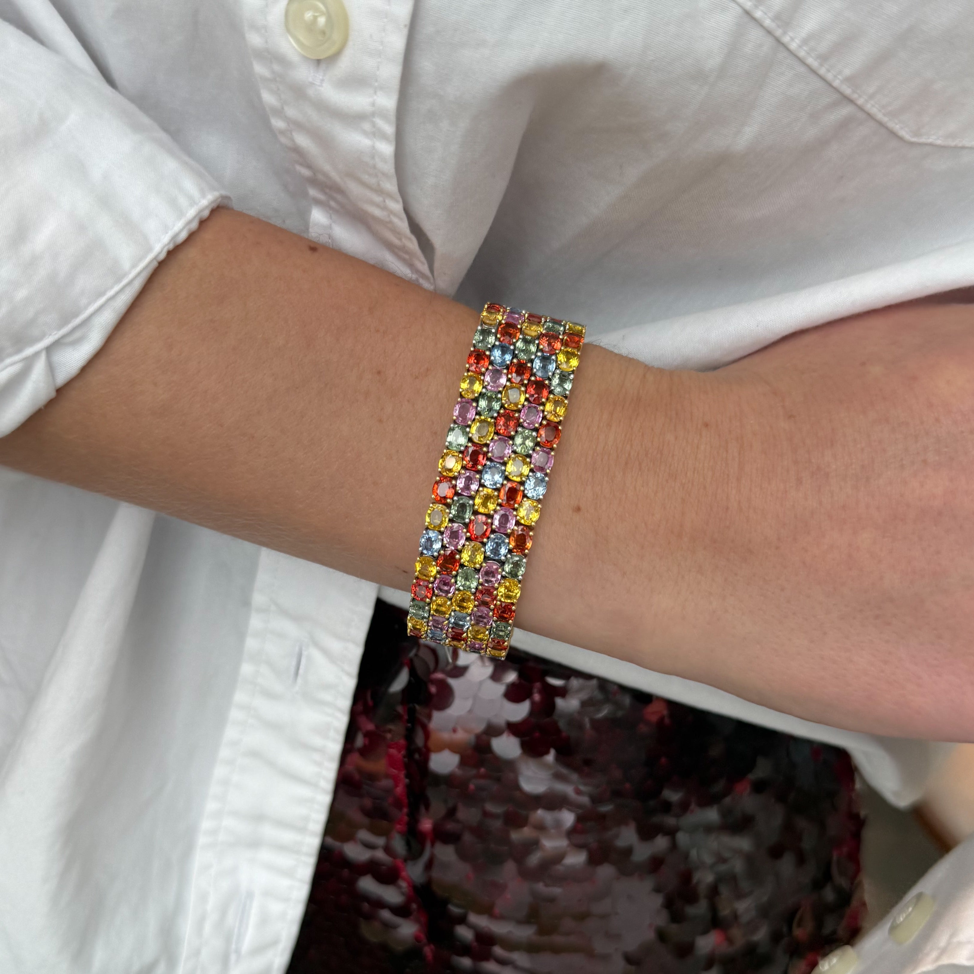 Vintage Two-Tone Gold "Tutti Frutti" Sapphire Bracelet