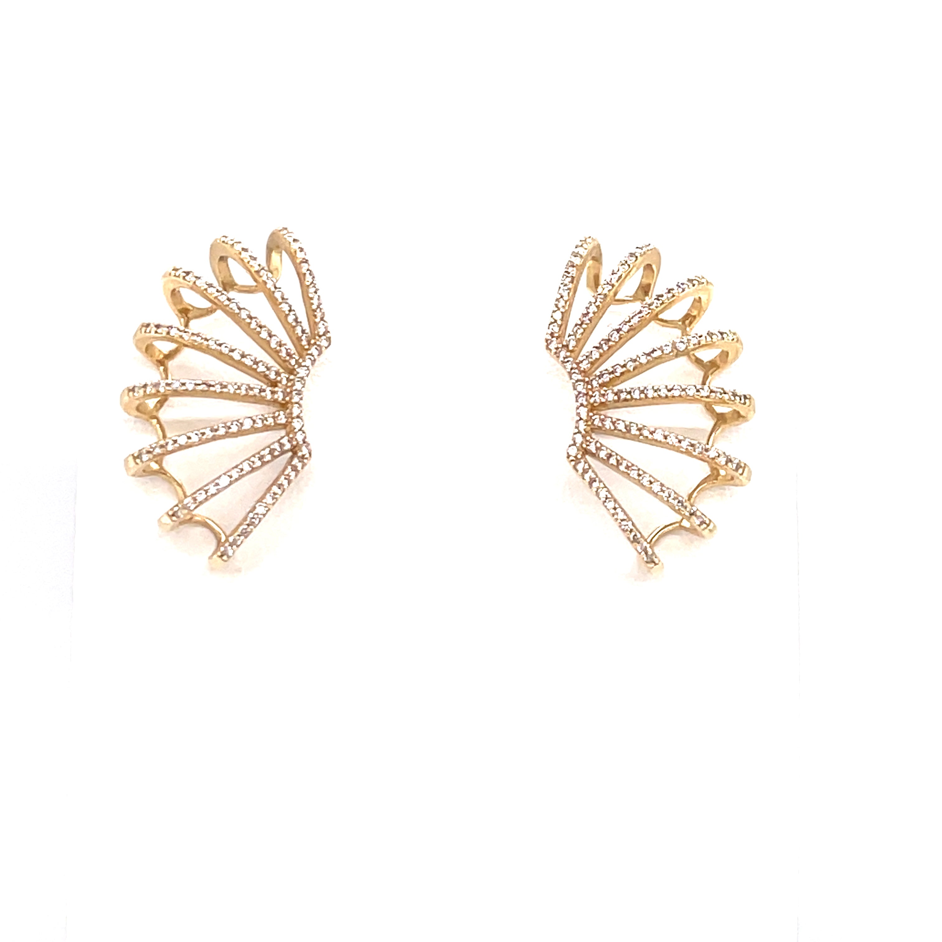 Pavé Diamond Fan Climber Earrings