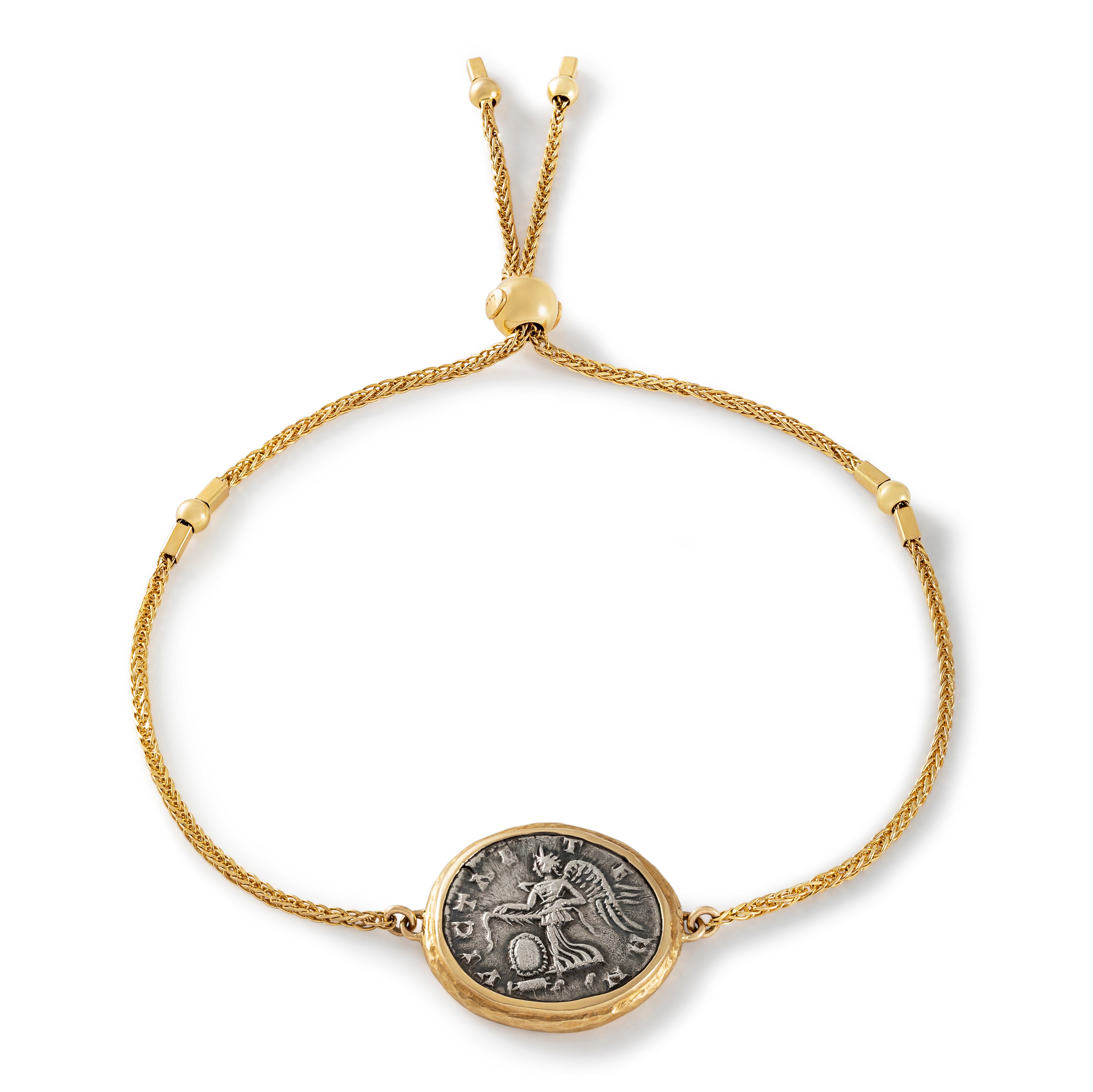 Gold Authentic Victory Coin Hammered Bracelet