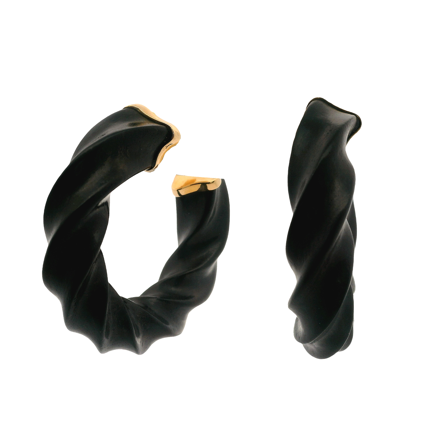 Twisted Ebony Wood Hoop Earrings