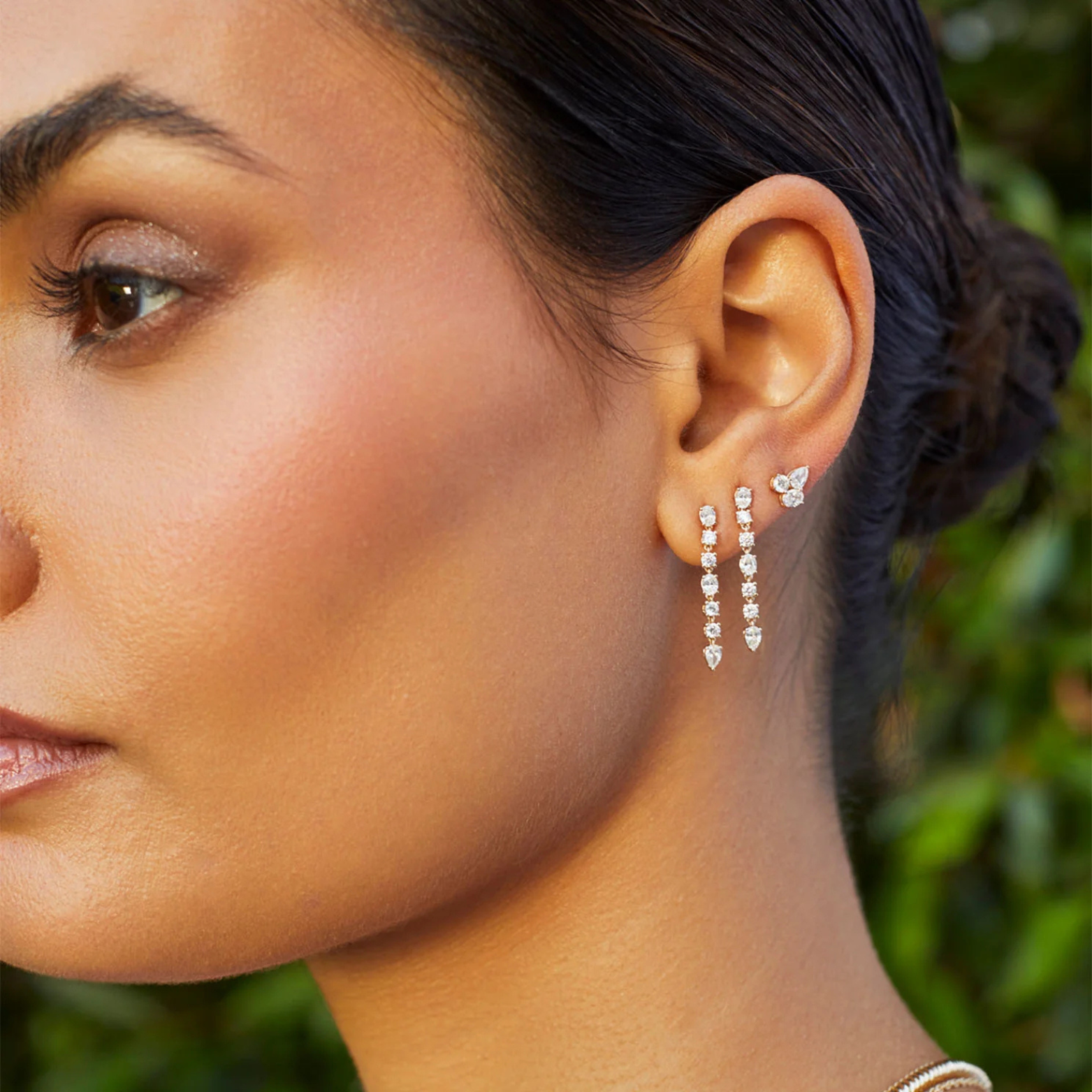 Diamond Carrie Drop Stud Earrings