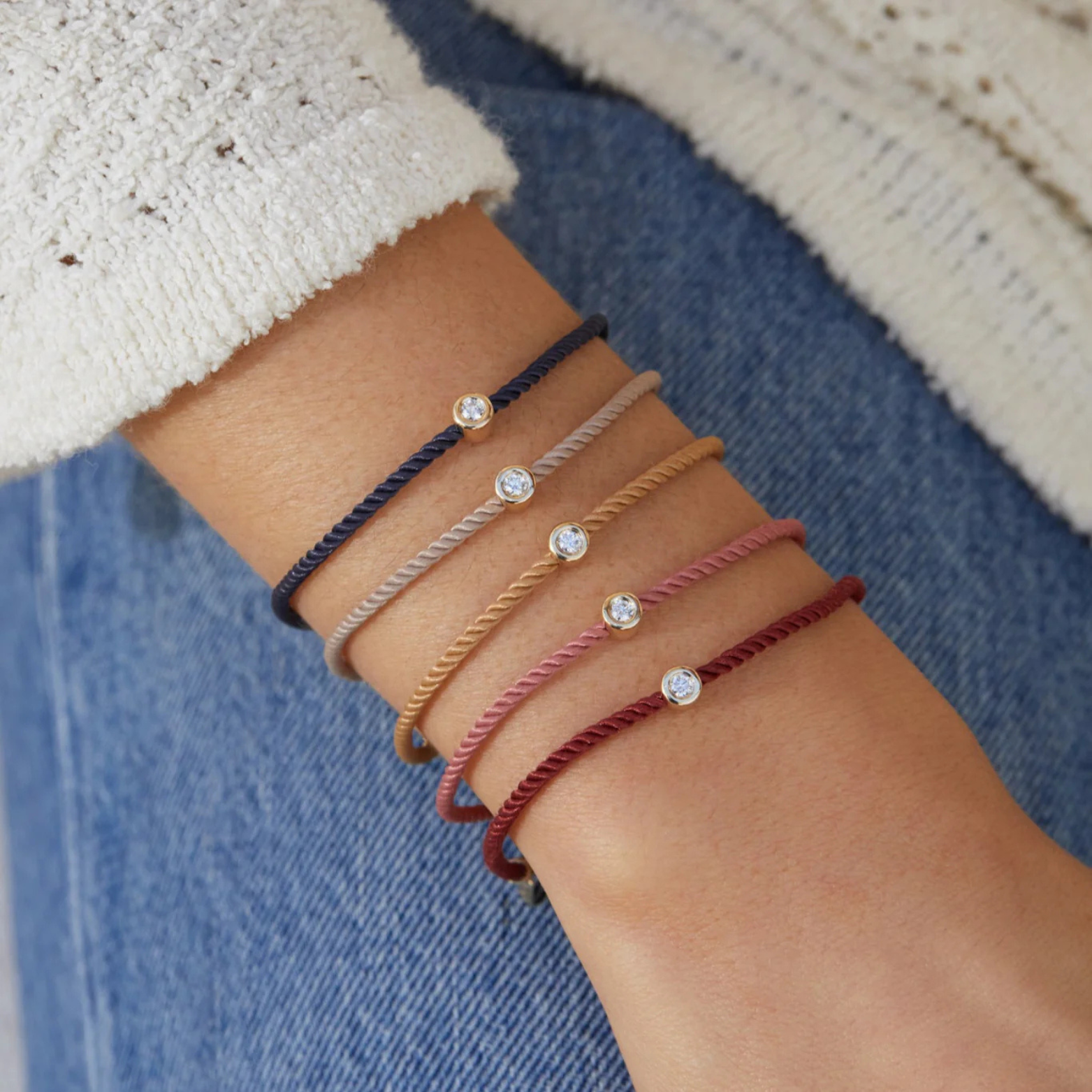 Diamond Pillow Cord Bracelet In Rhubarb