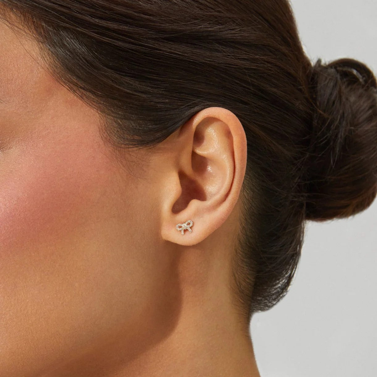Diamond Mini Bow Stud Earrings
