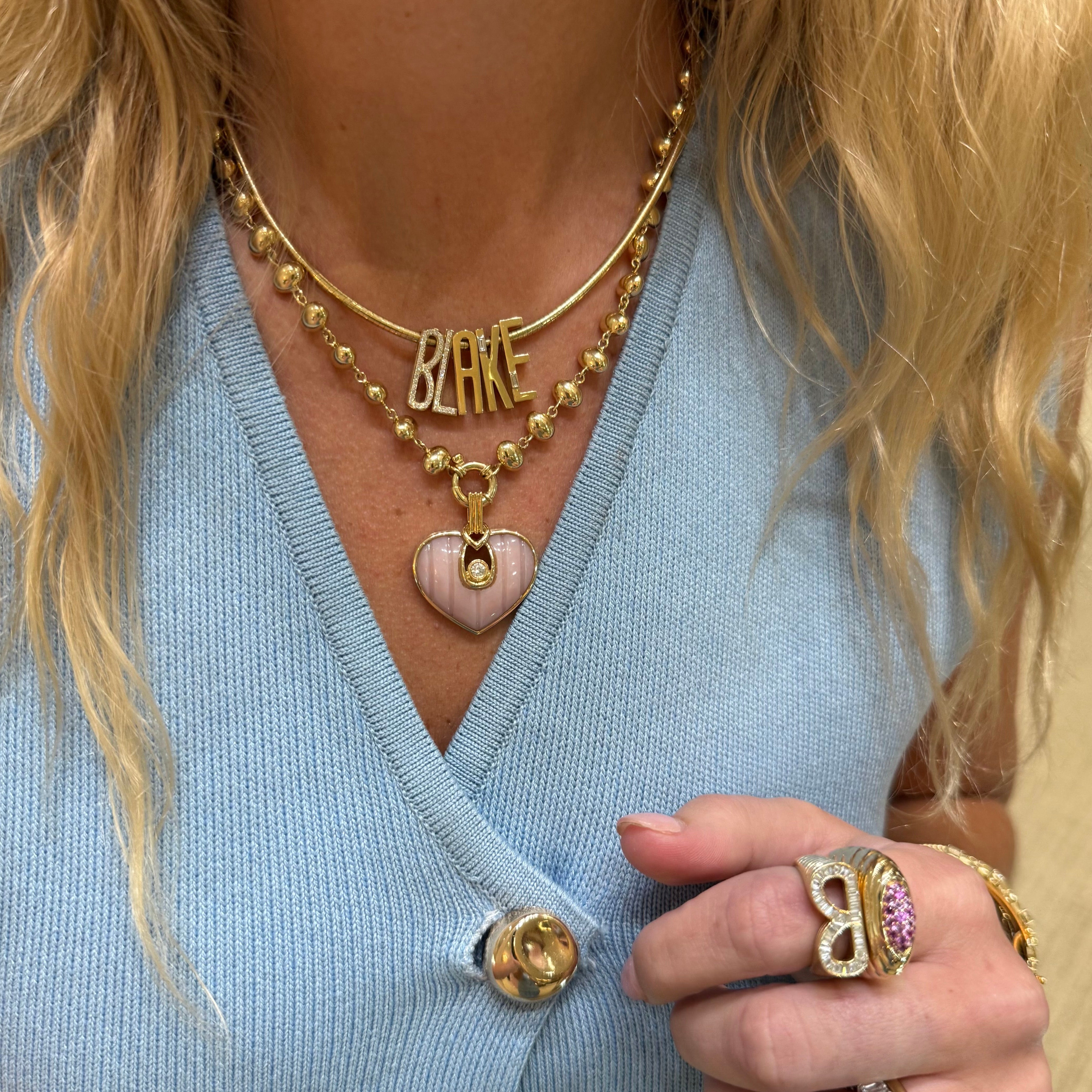 Slide-On Grandsize Ribbed Initial Pendant