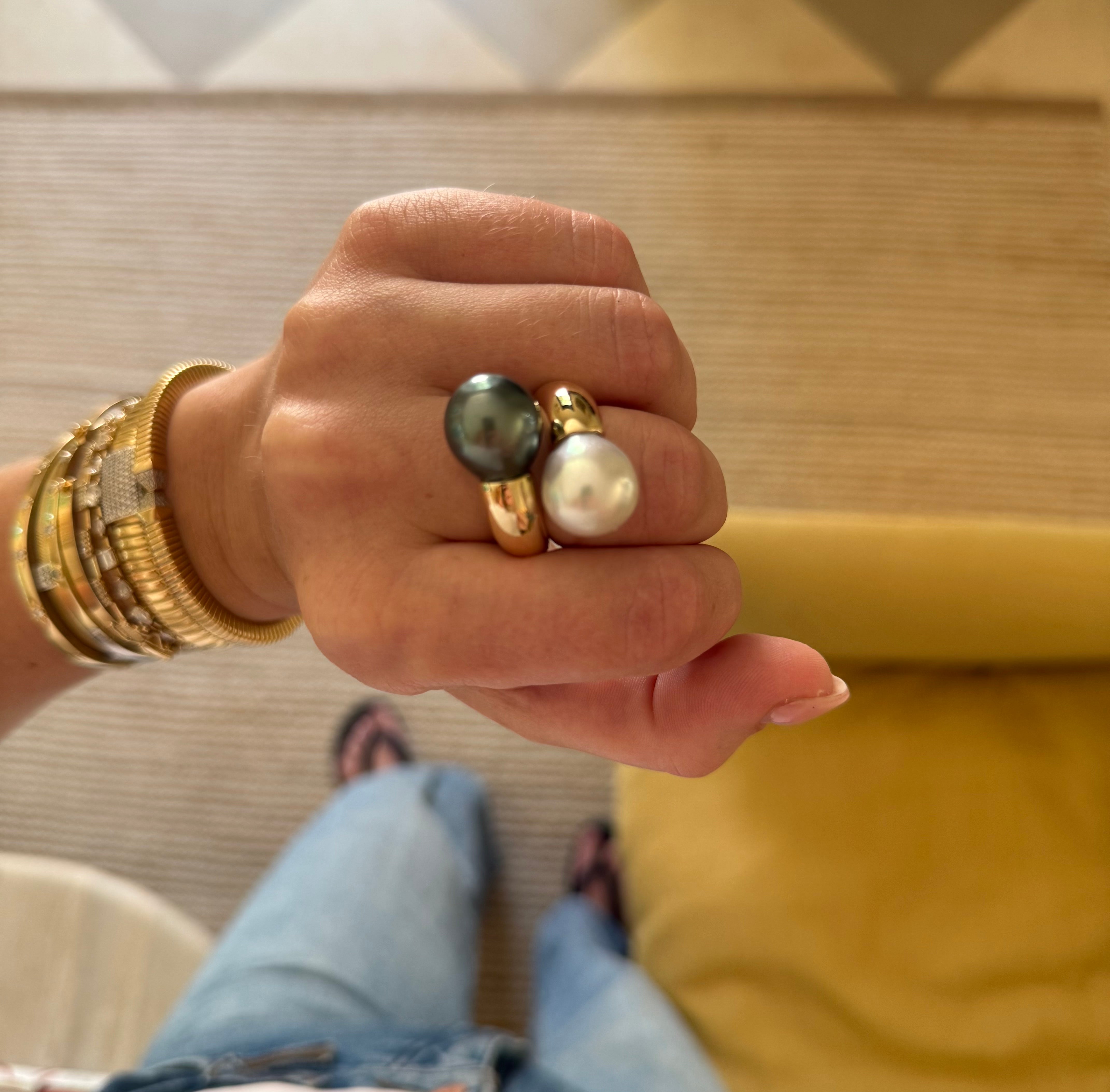 South Sea and Tahitian Pearl Bypass Ring