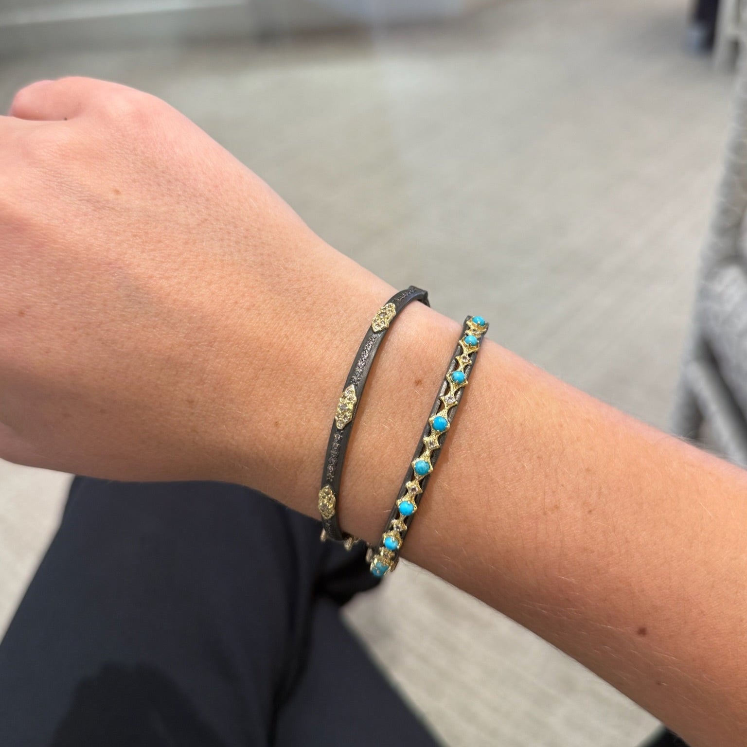 Turquoise London Blue Topaz Crivelli Huggie Bracelet