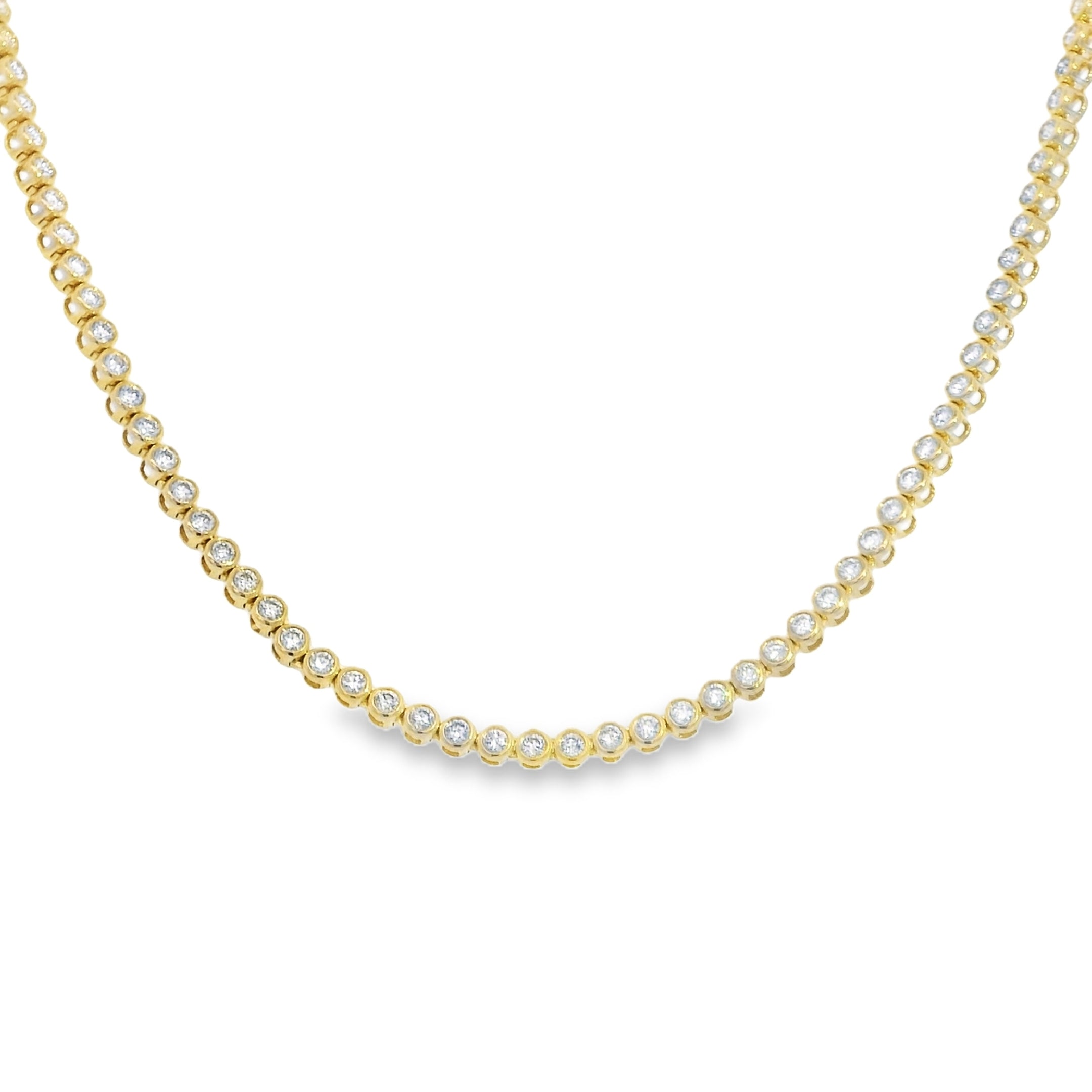 3.50ctw Gold Bezel Set Round Diamond Tennis Necklace