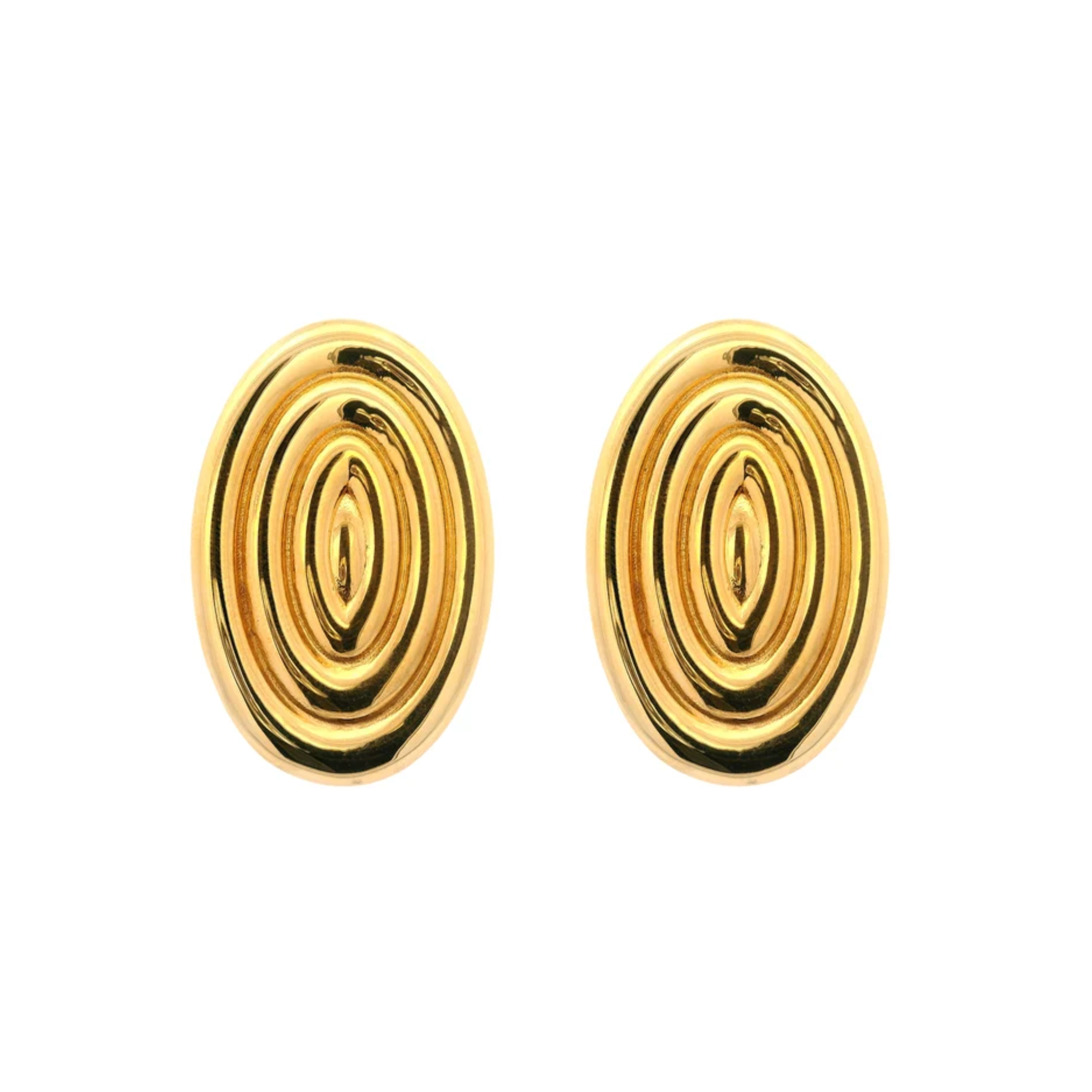 Oval Layered Pipe Earrings
