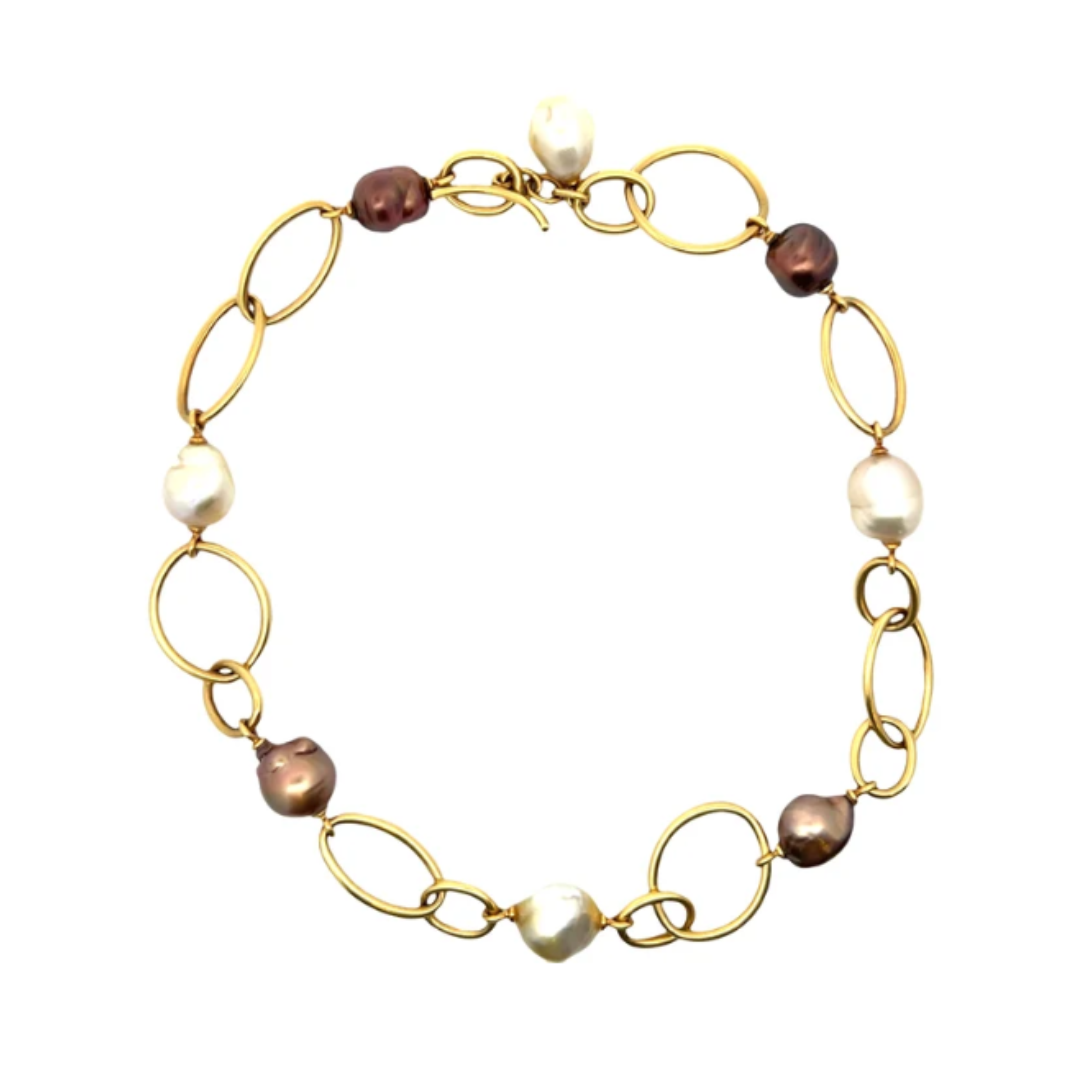 Vintage South Sea Pearl Oval Link Necklace