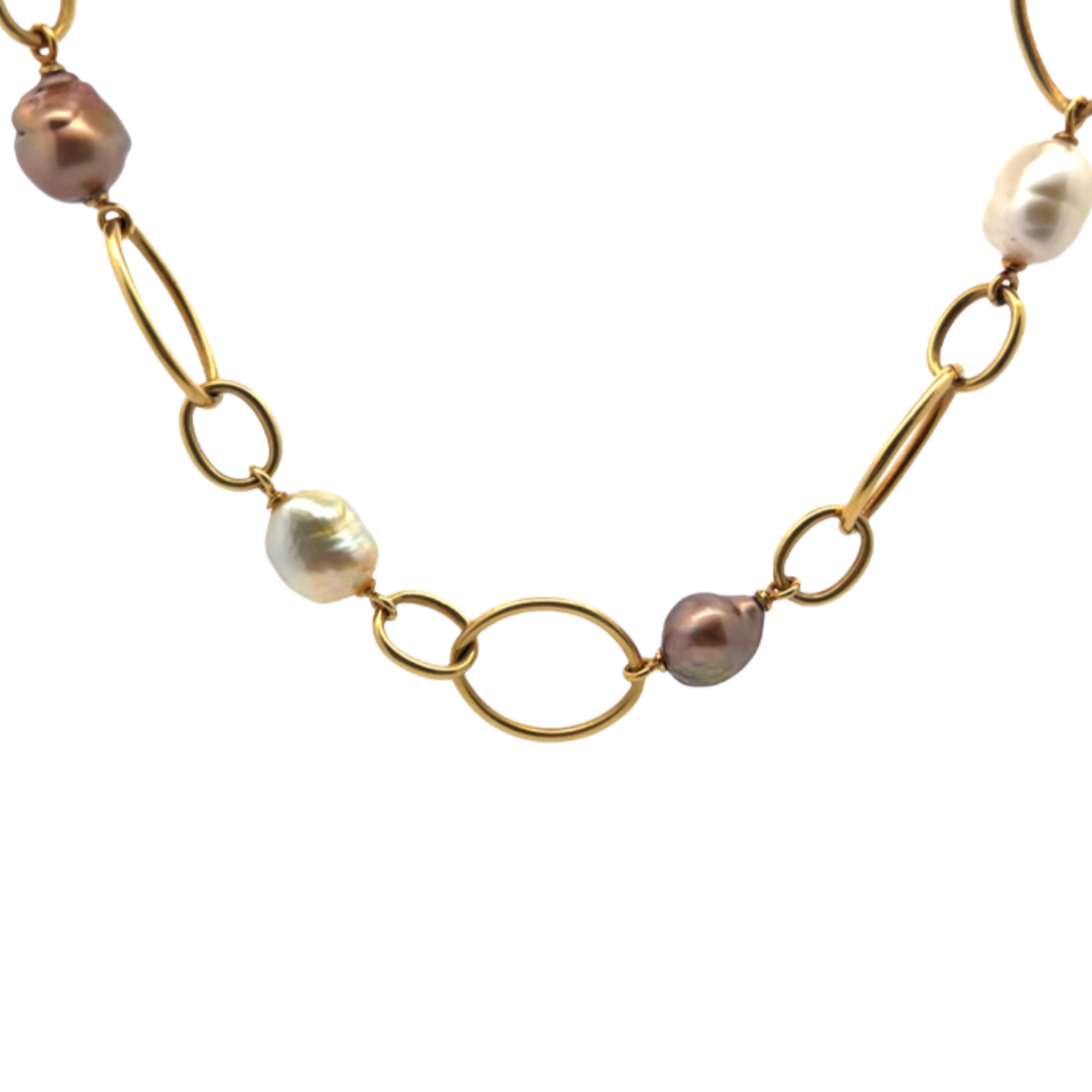 Vintage South Sea Pearl Oval Link Necklace
