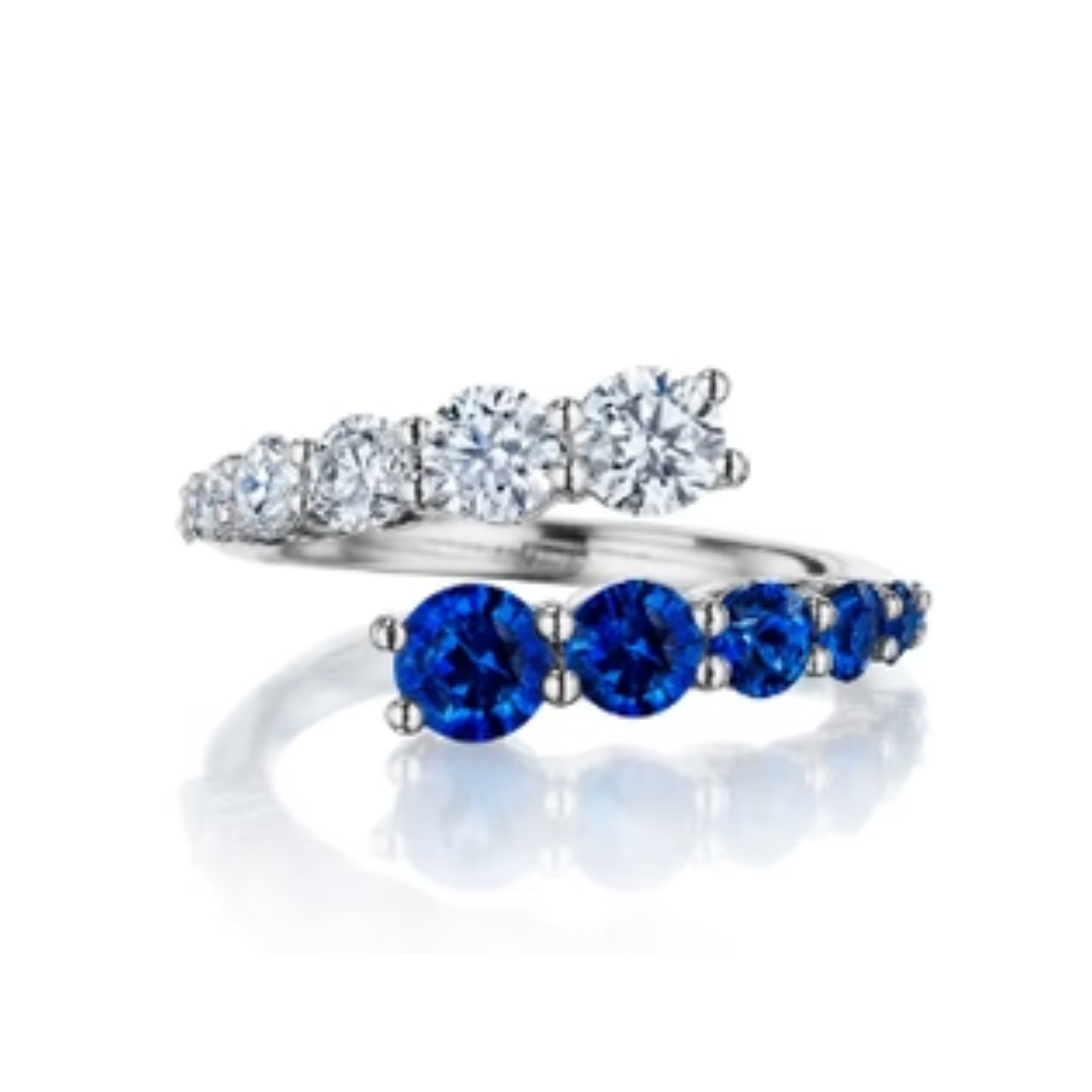 Blue Sapphire & Diamond Bypass Ring