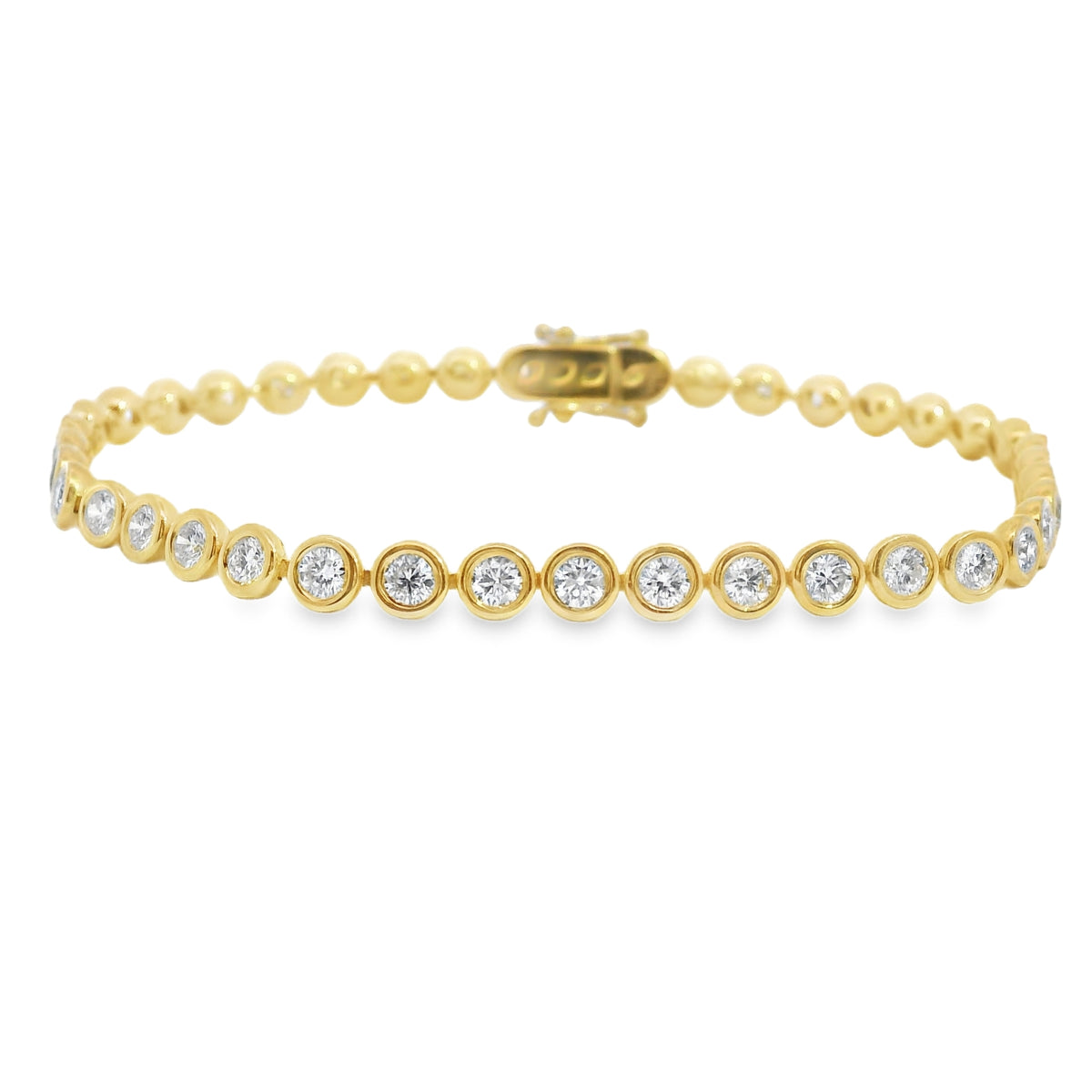 3.20ctw Bezel Round Diamond Tennis Bracelet
