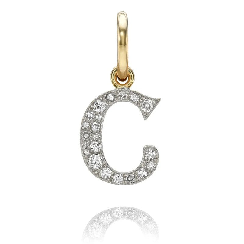 Small Two-Toned Cobblestone "C" Pendant