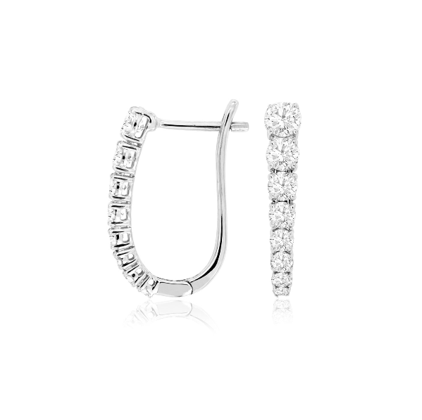 Tapered Round Diamond Hoop Earrings