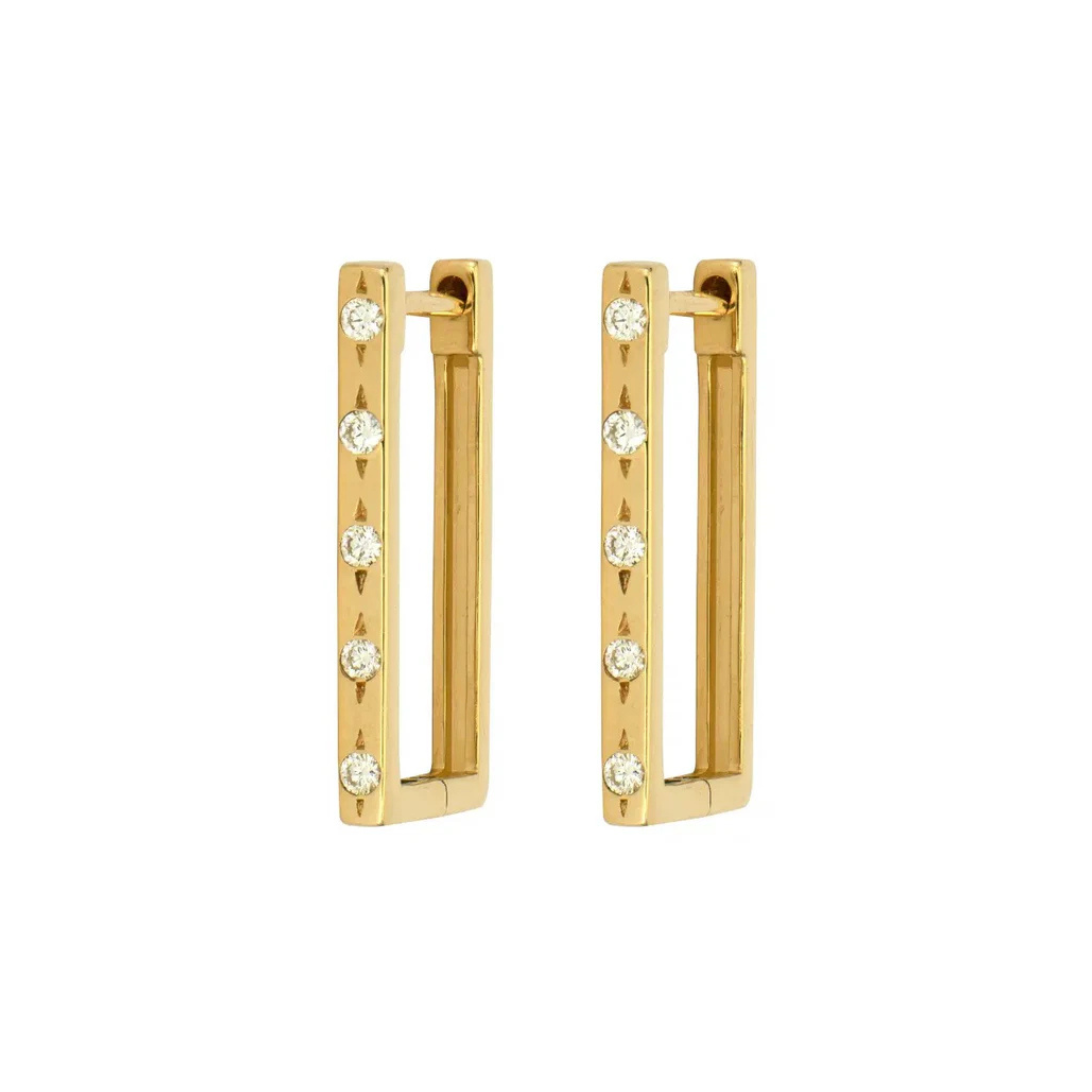 Classic Metal Set Diamond Rectangular Hoops