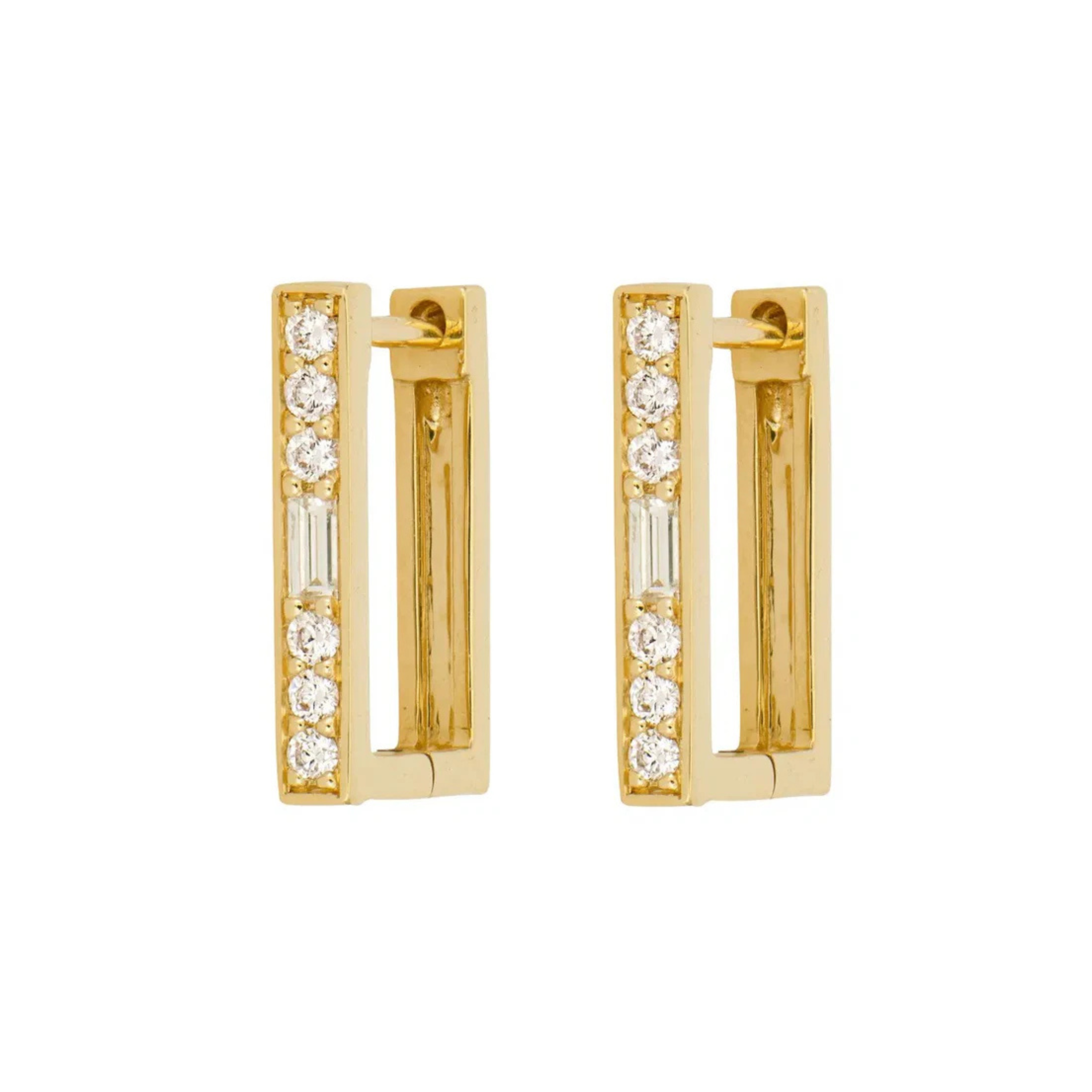 Classic Small Rectangular Diamond Hoops