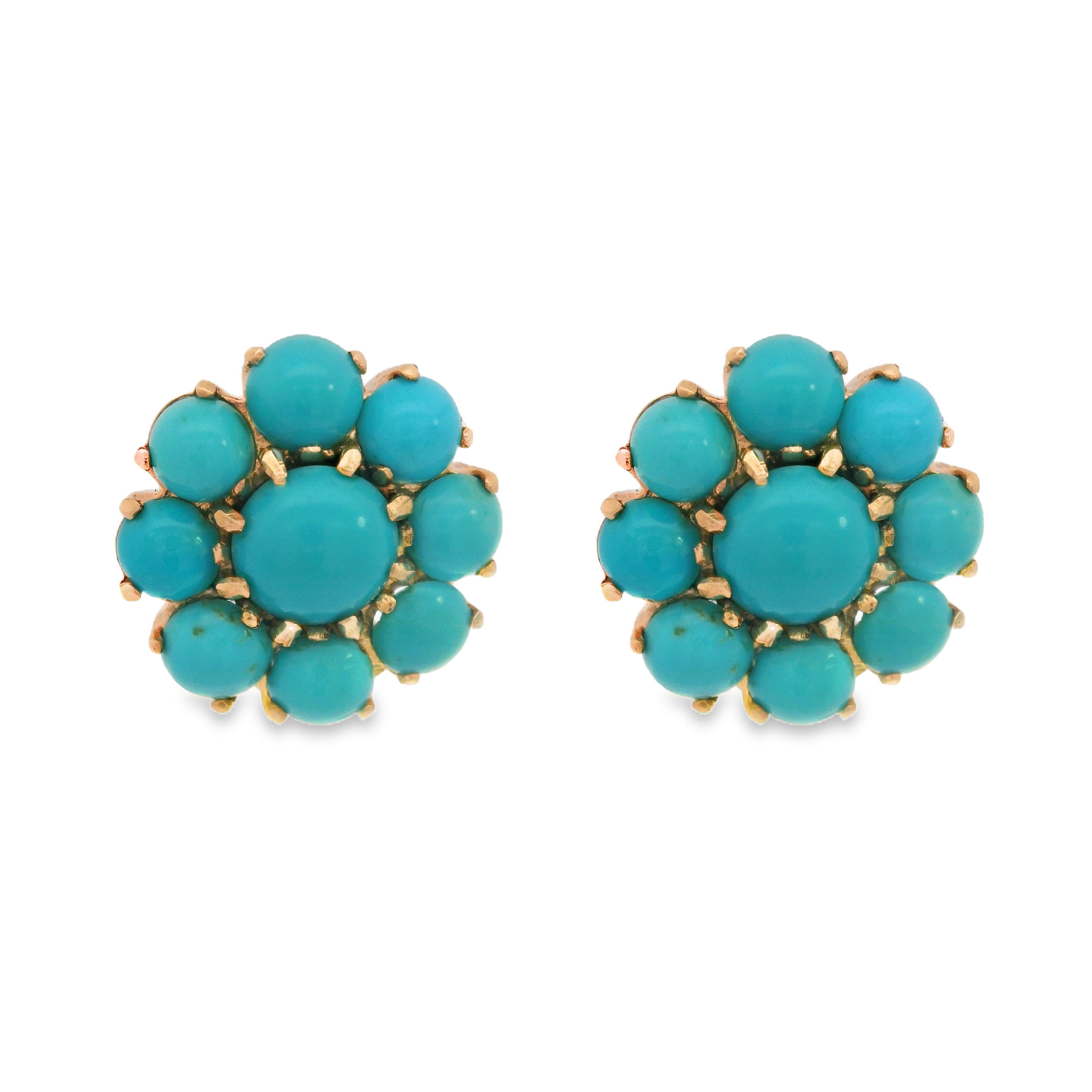 Vintage Turquoise Flower Stud Earrings