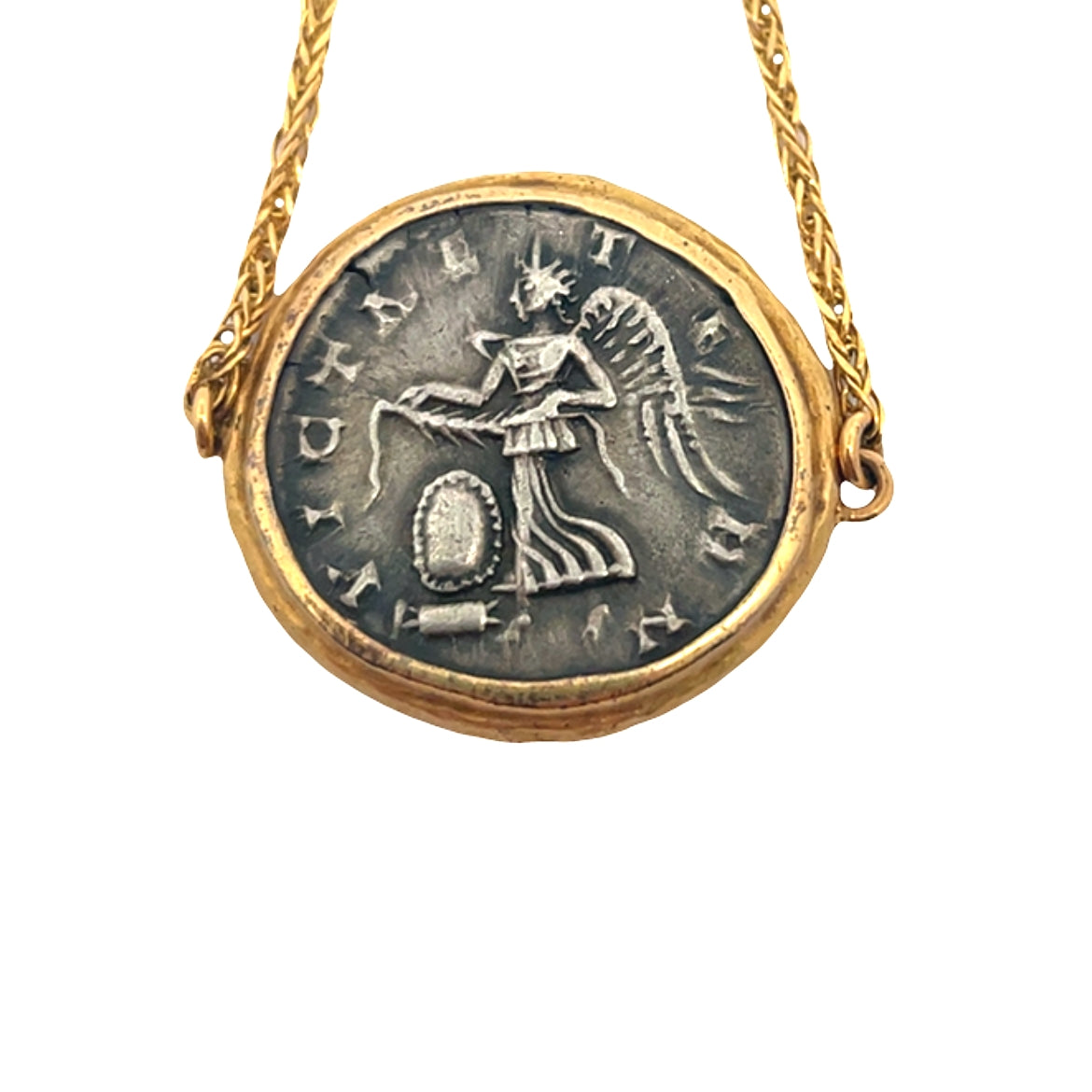 Gold Authentic Victory Coin Hammered Bracelet