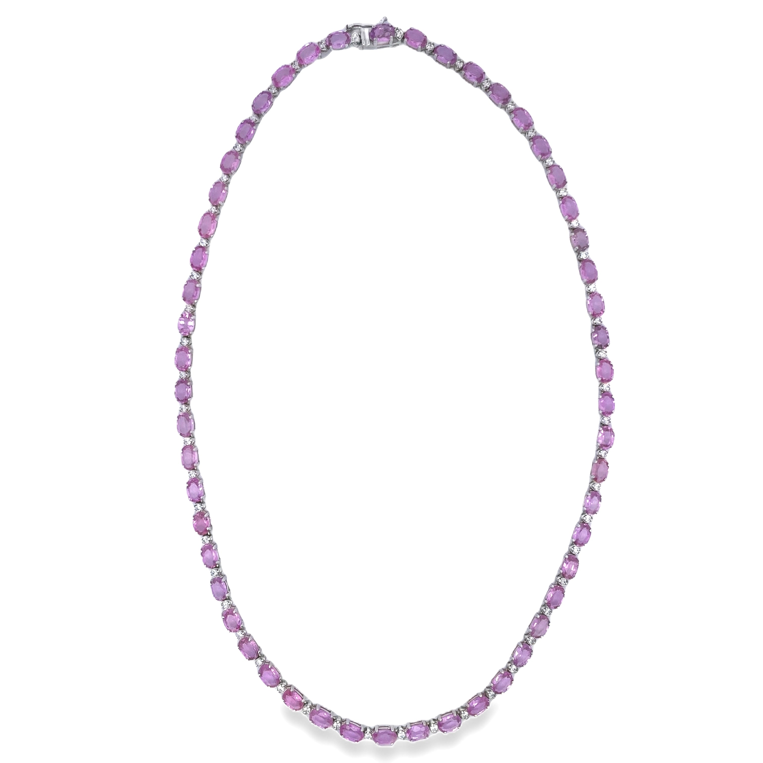 Vintage Pink Sapphire and Diamond Necklace