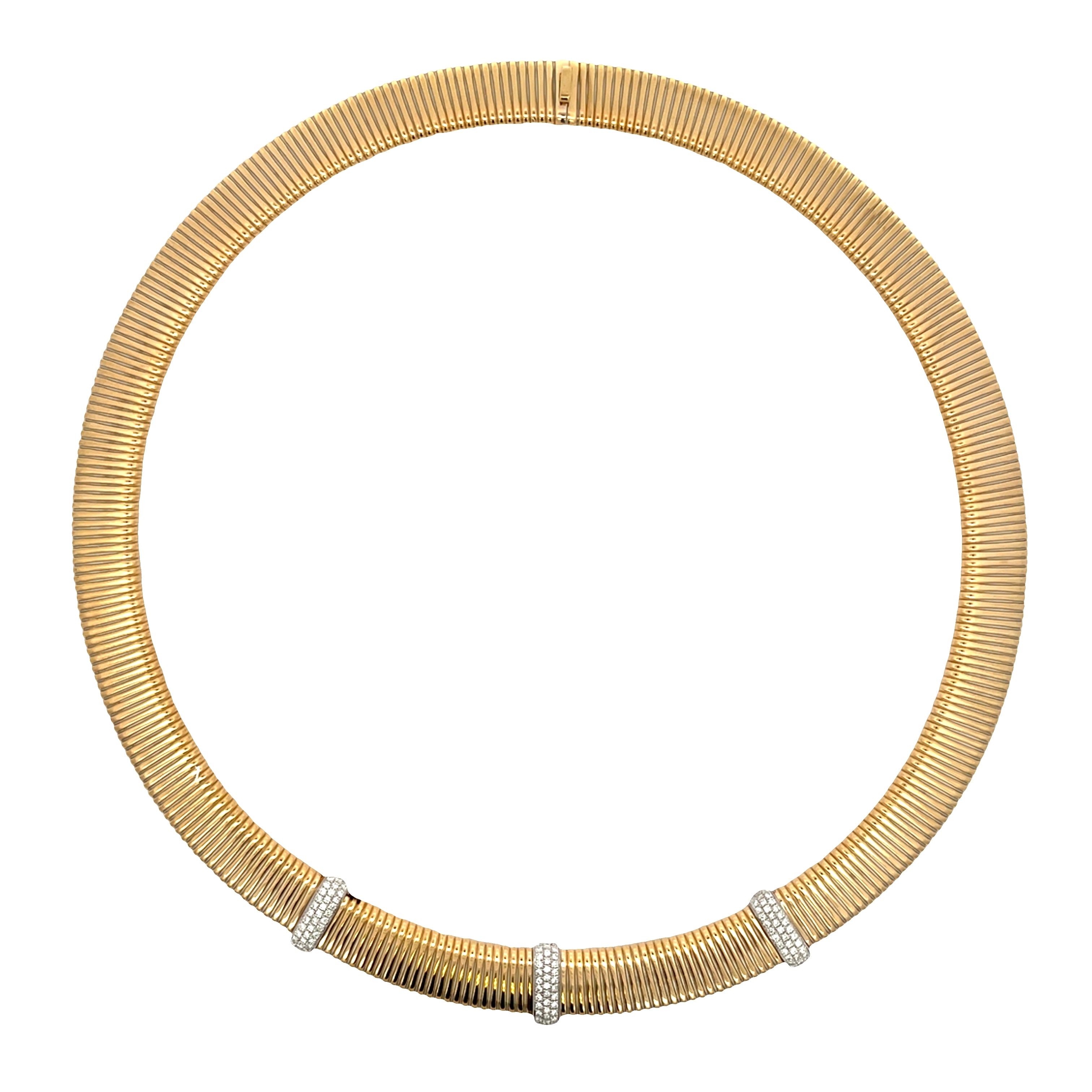 Tubogas Choker Necklace with Three Diamond Stations