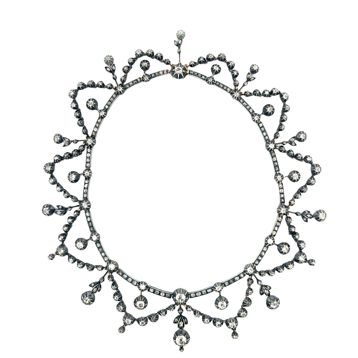 Vintage Old Mine Cut Diamond Garland Necklace