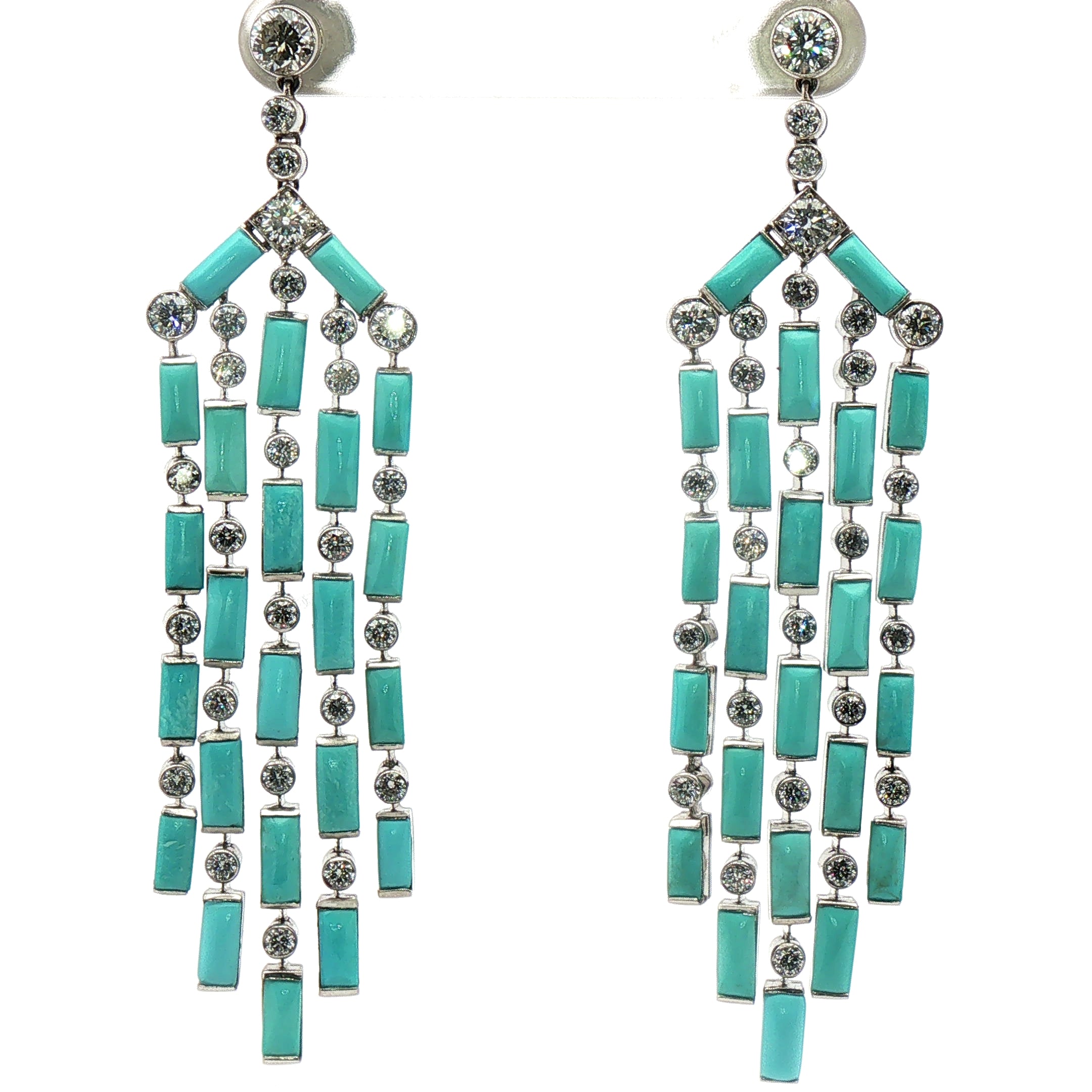 Turquoise and Diamond Chandelier Earrings