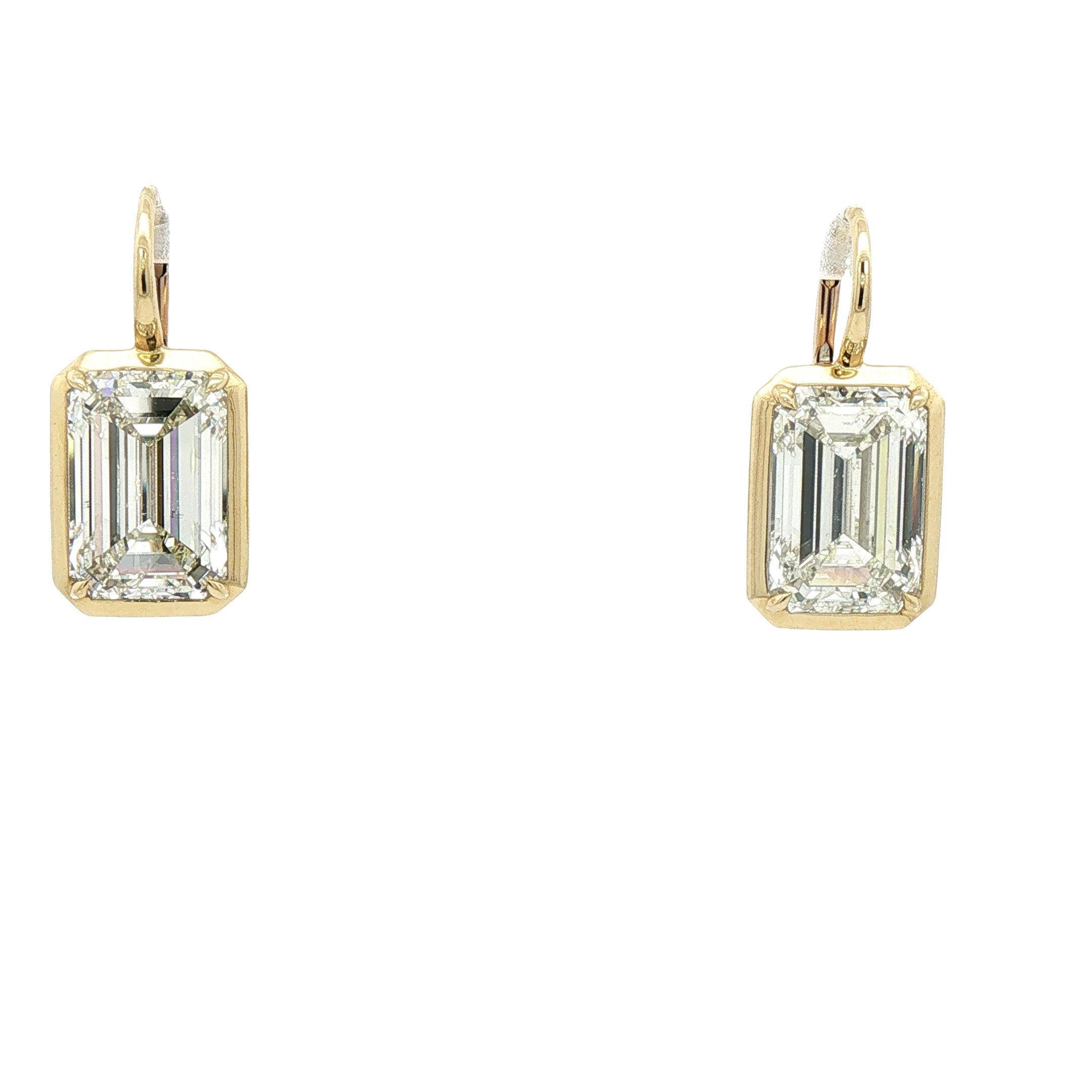 Emerald Cut Diamond Drop Lever Back Earrings