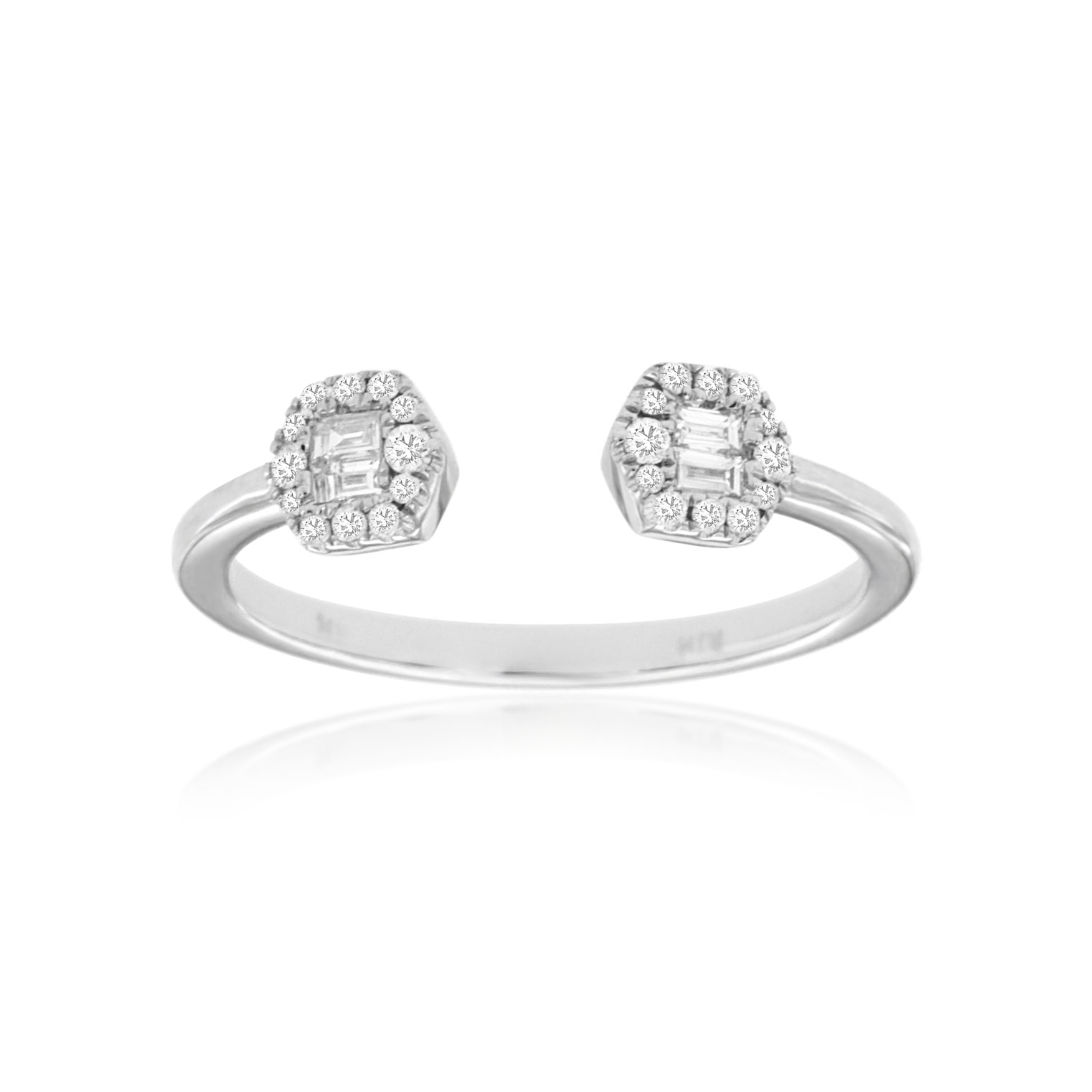 Baguette & Round Diamond Open Shank Ring