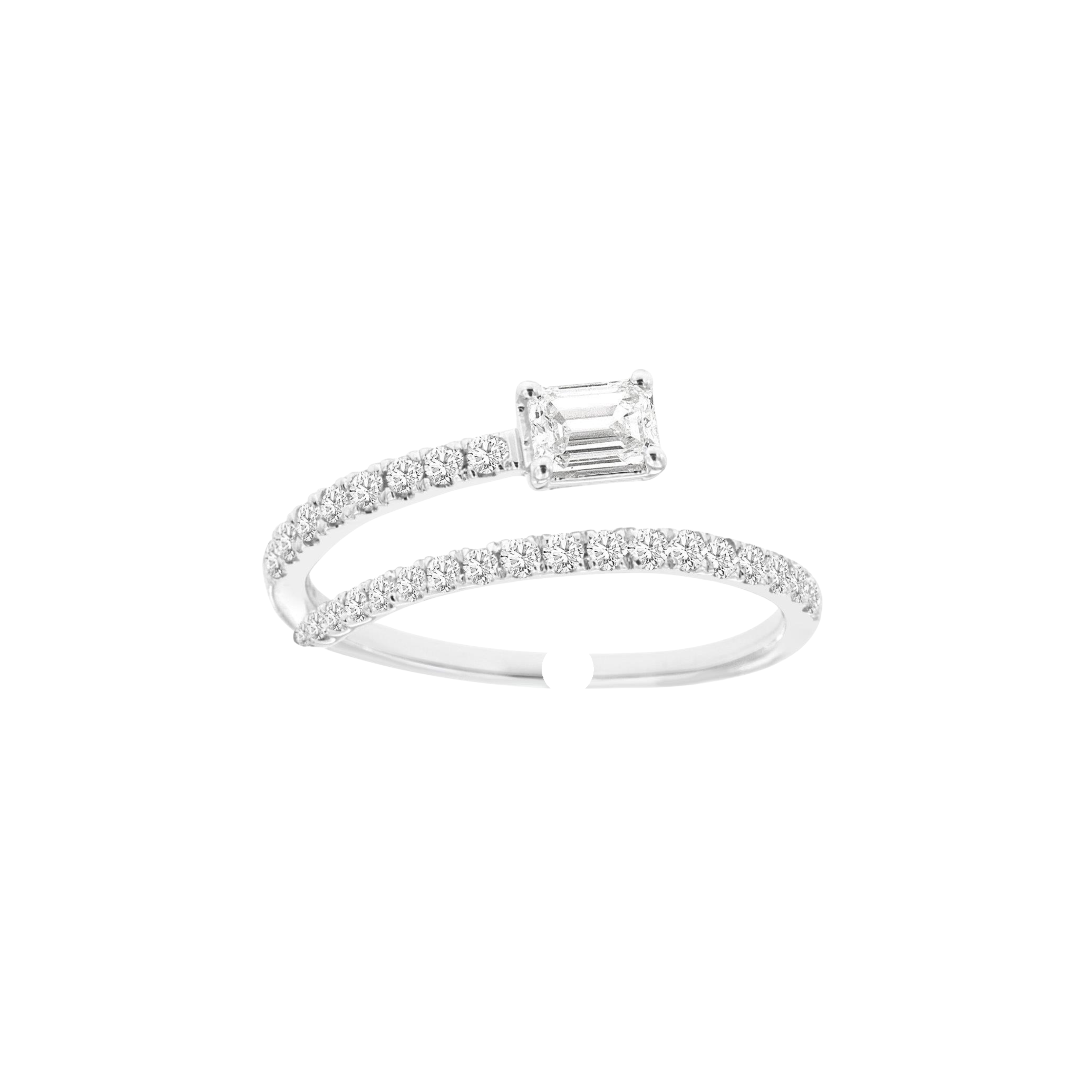 Emerald Cut Diamond Bypass Ring