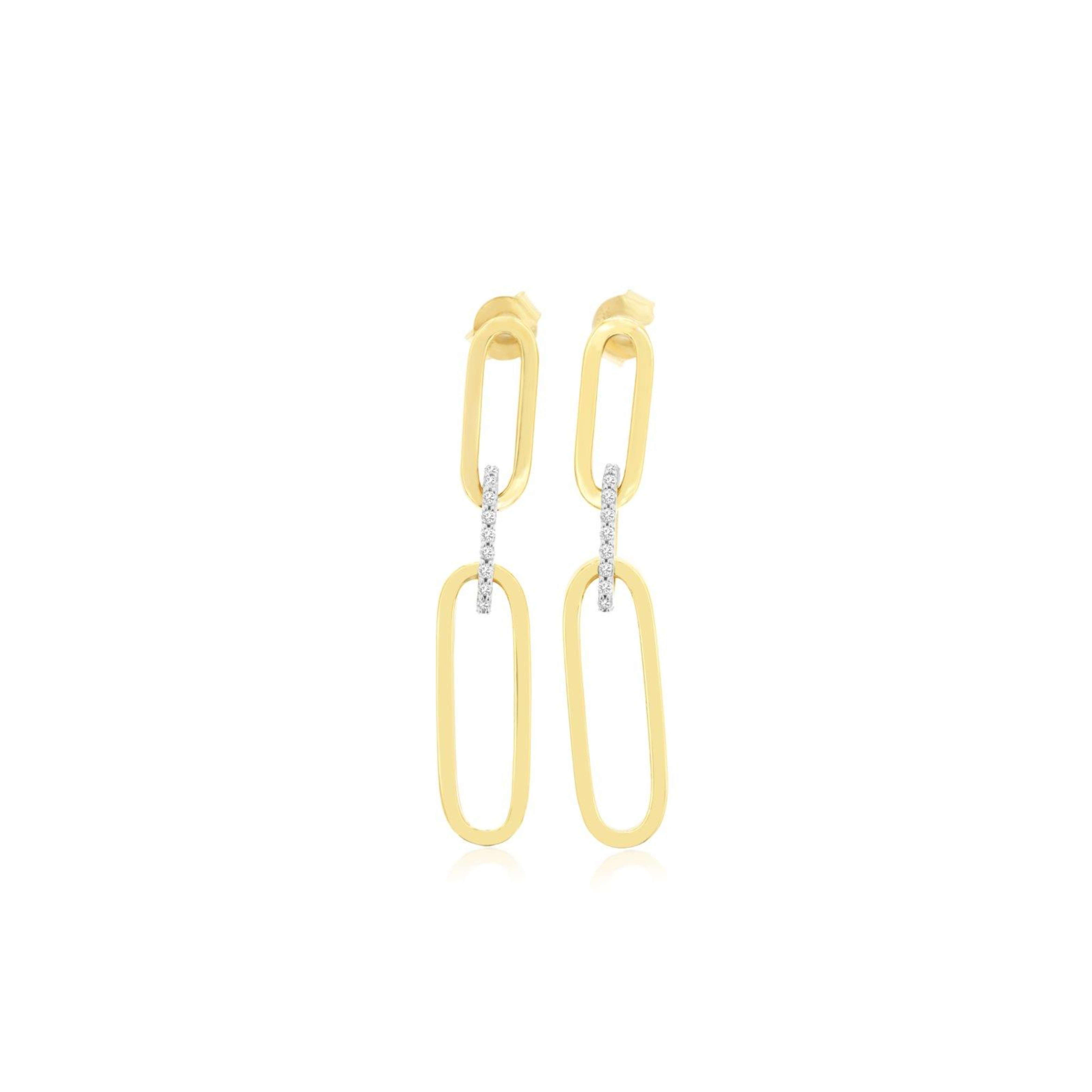 Paperclip Drop Earrings with Pavé Diamond Link