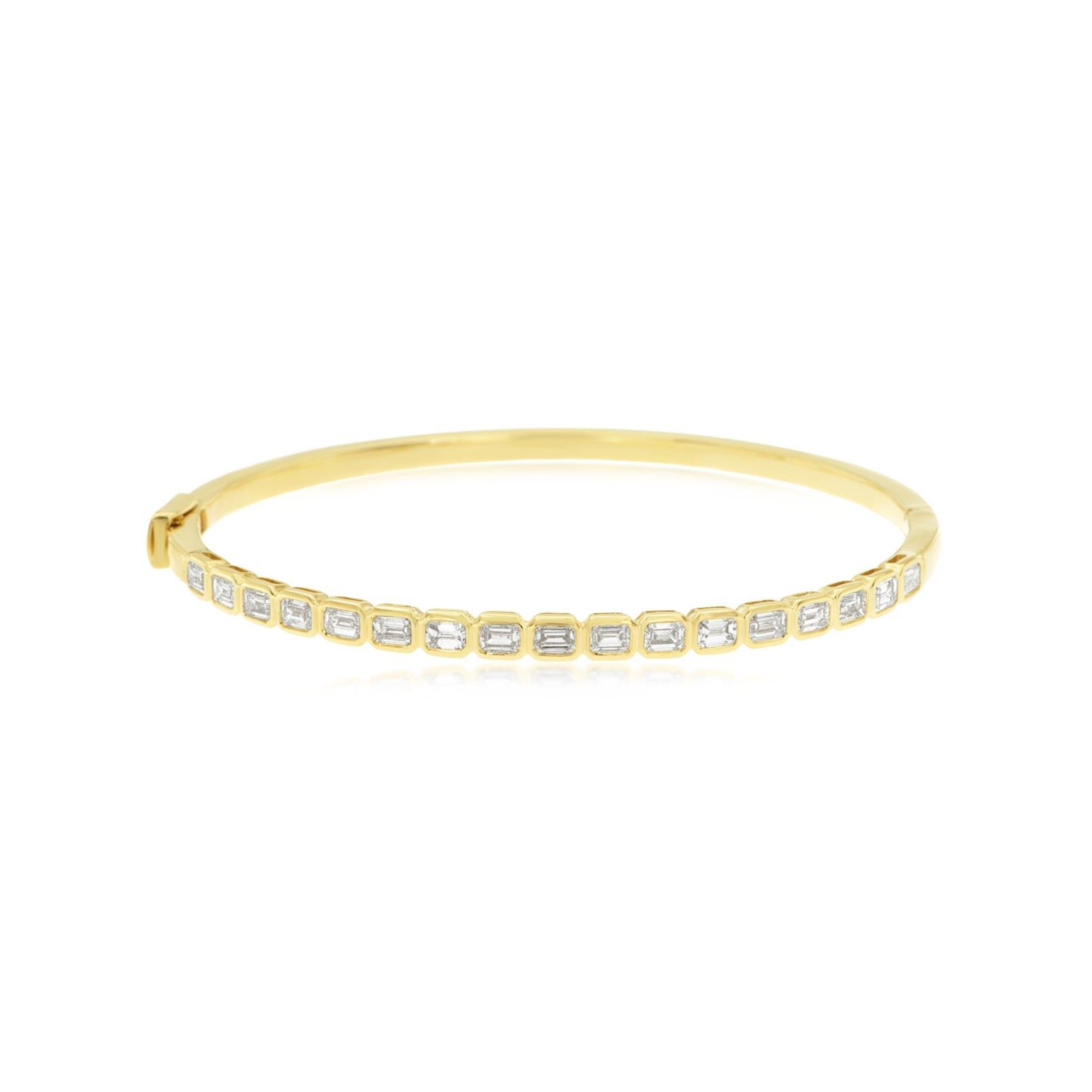 Bezel Set Emerald Cut Diamond Bangle