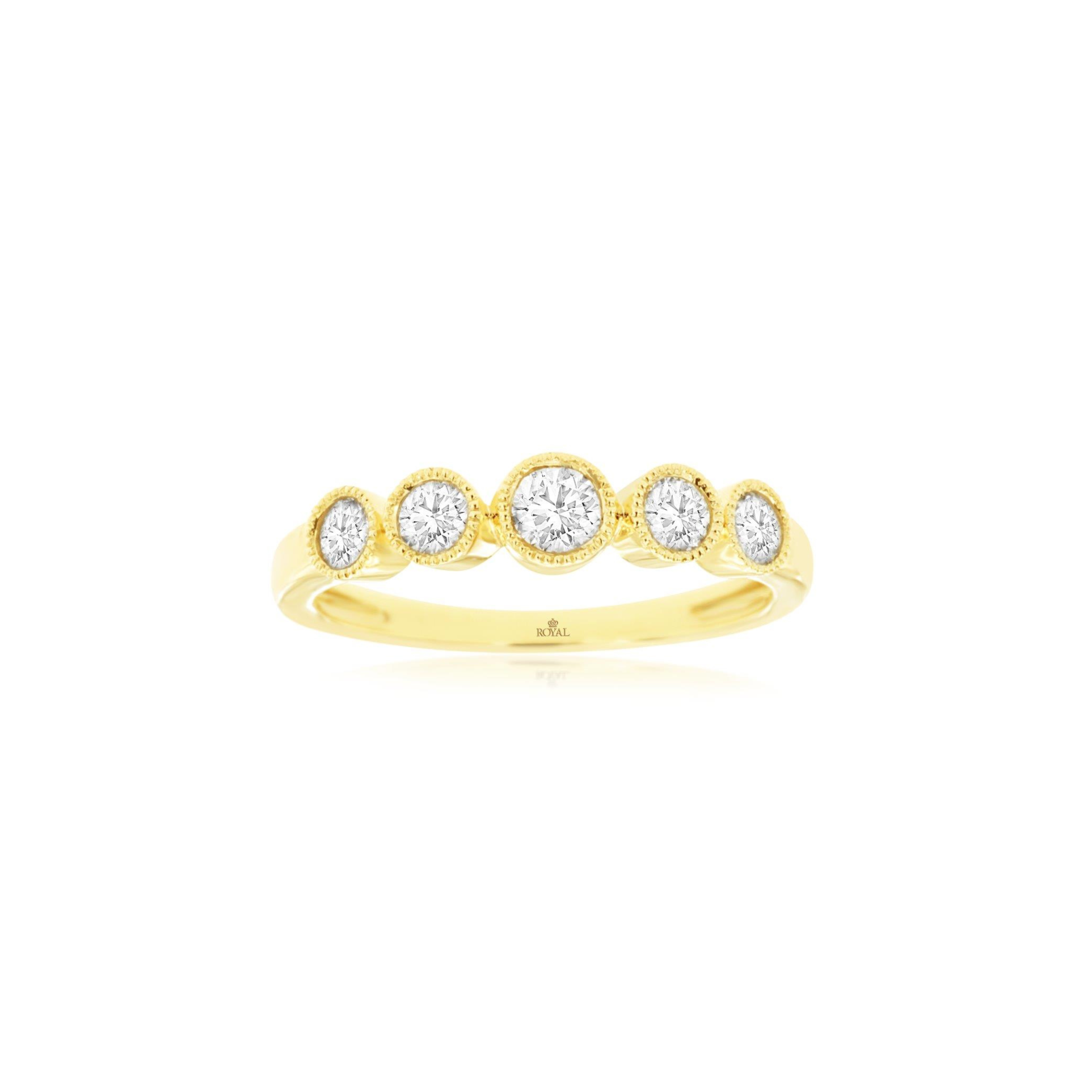 Milgrain Bezel Diamond Five-Stone Band