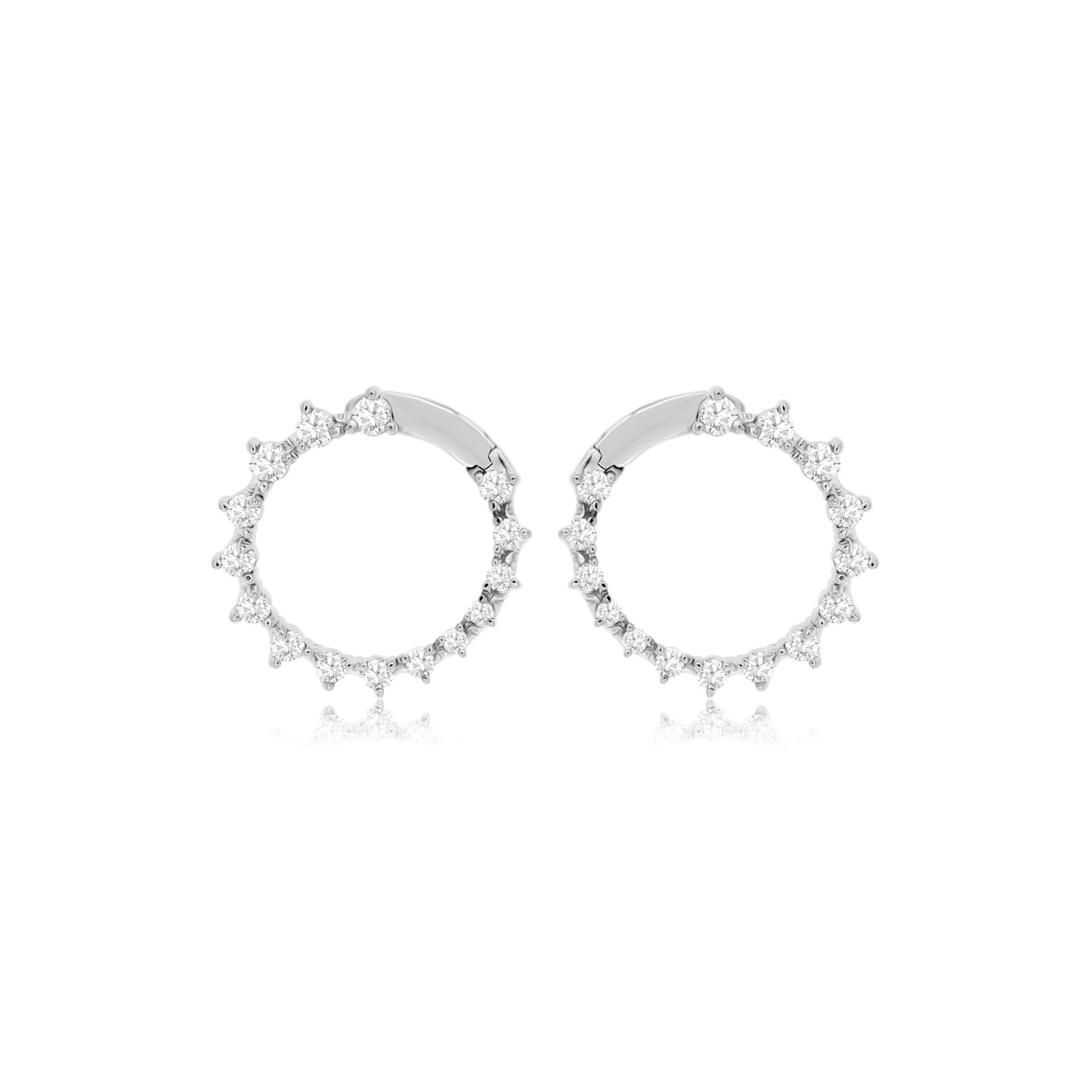 Three-Prong Diamond Bypass Hoop Earrings