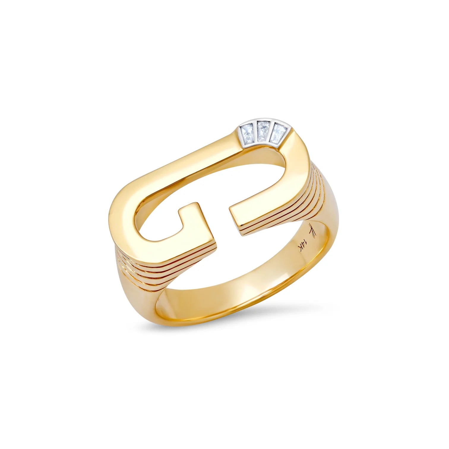 Grandsize Baguette Initial Ring