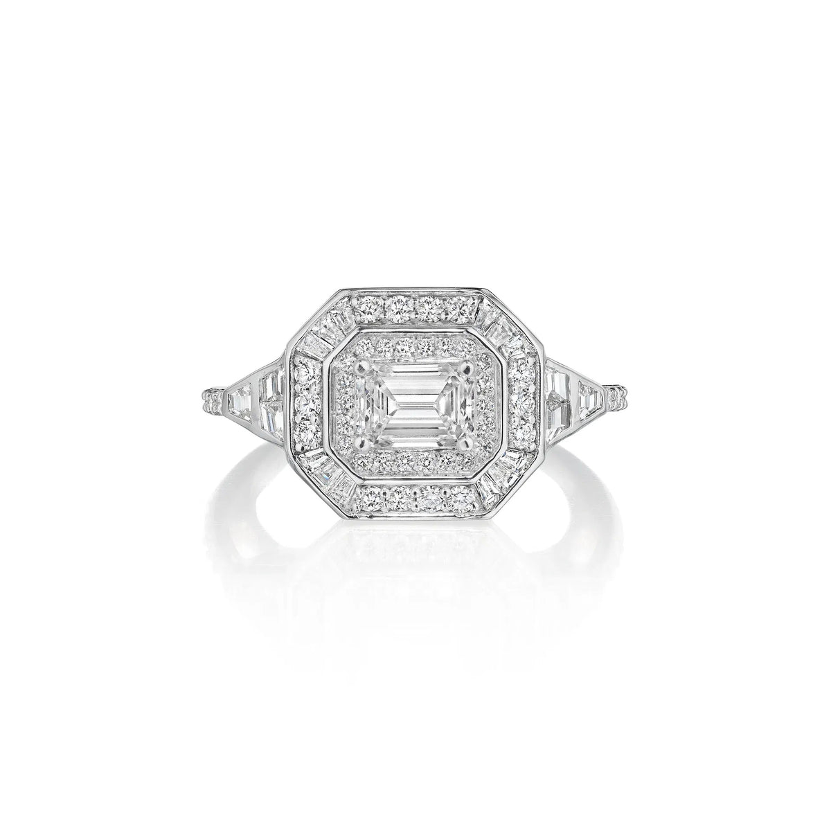 Emerald Cut Diamond Deco 50th Anniversary Ring