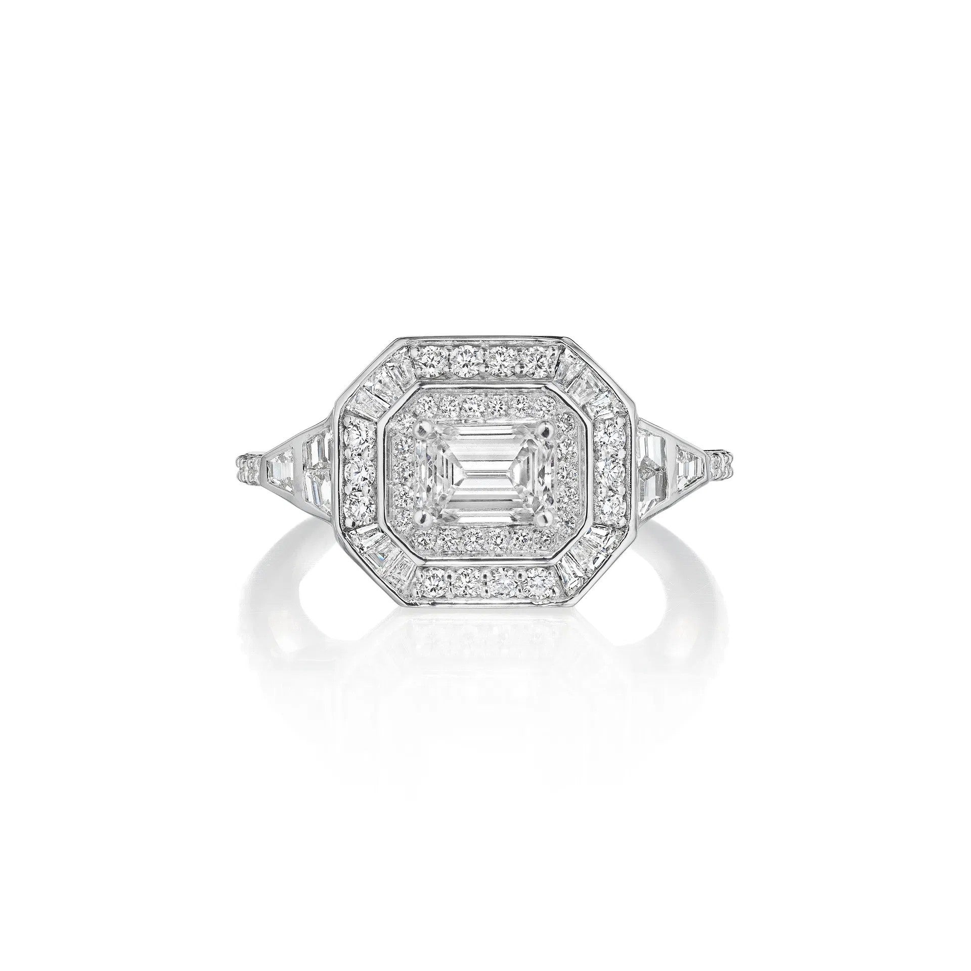 Emerald Cut Diamond Deco 50th Anniversary Ring