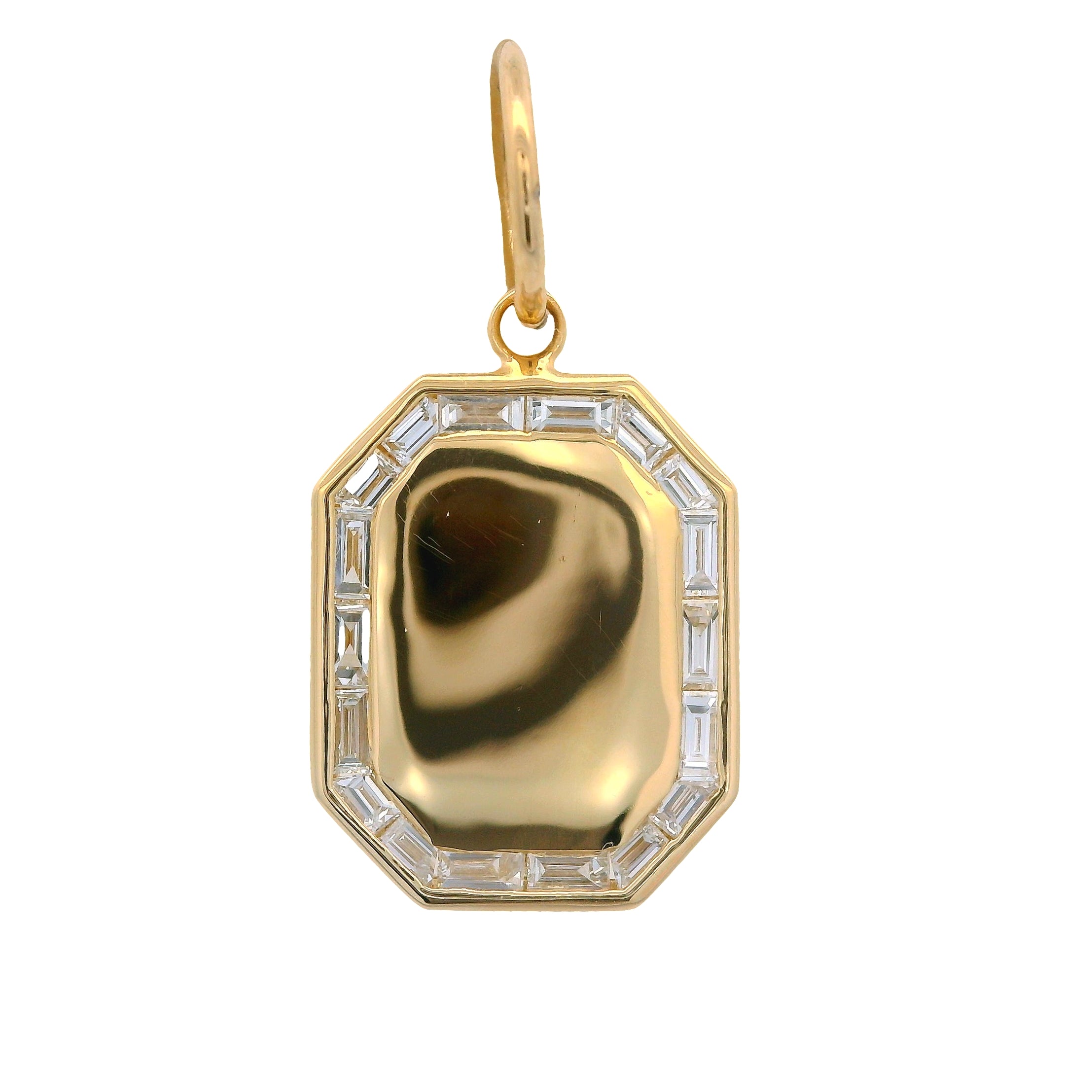 Baguette Diamond Halo Dog Tag Pendant