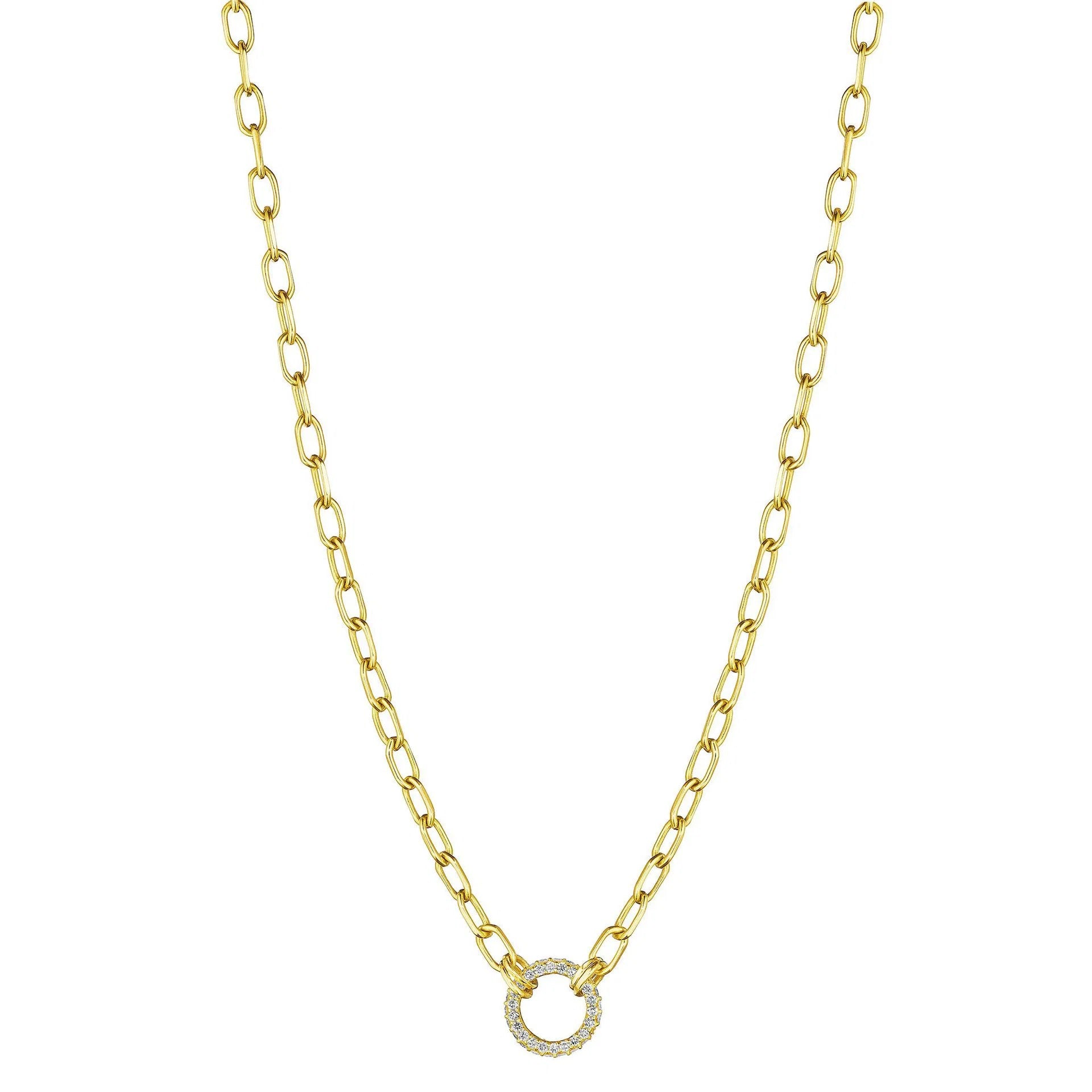 Open Diamond Round Link Necklace