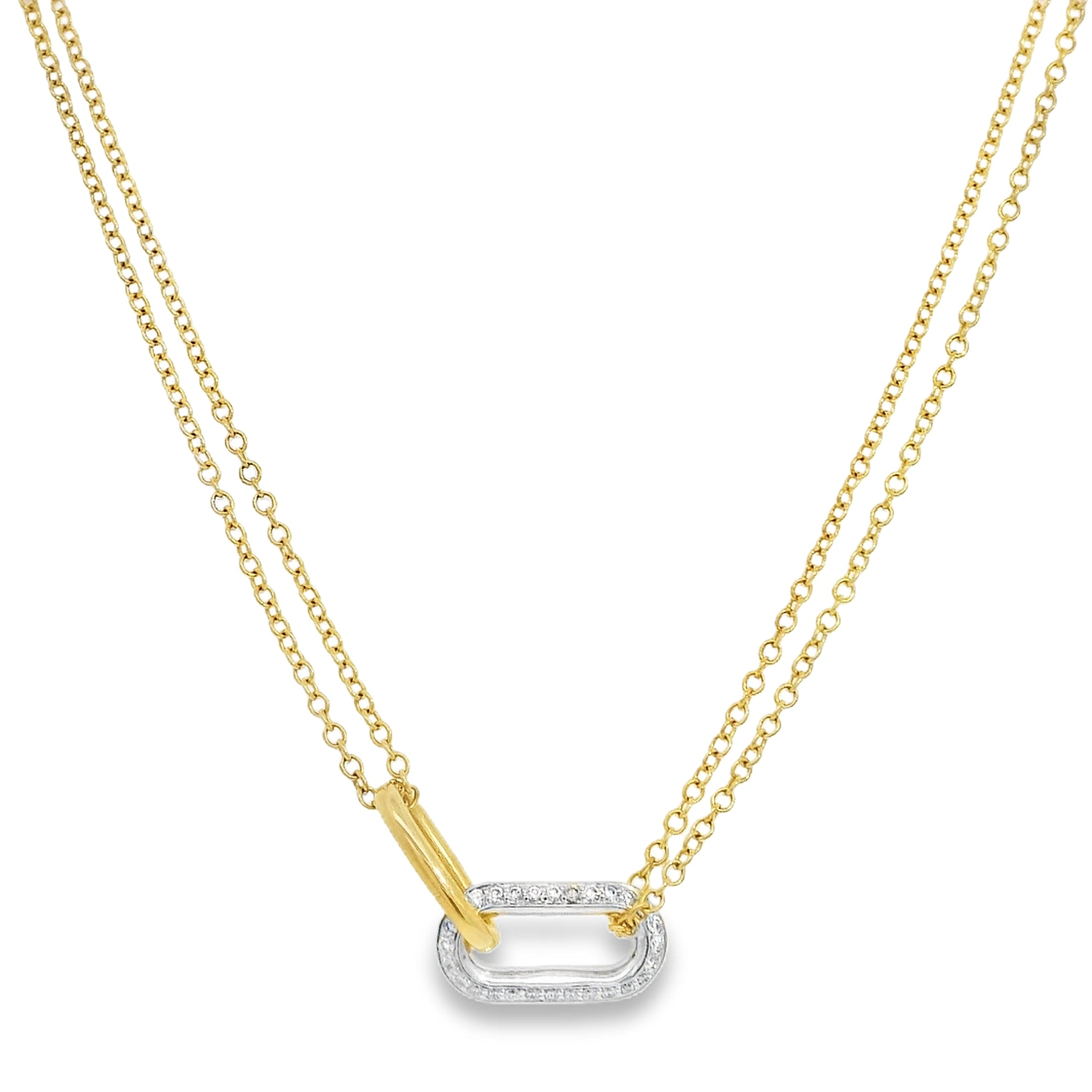 Interlocking Oval Link Necklace with Round Diamonds