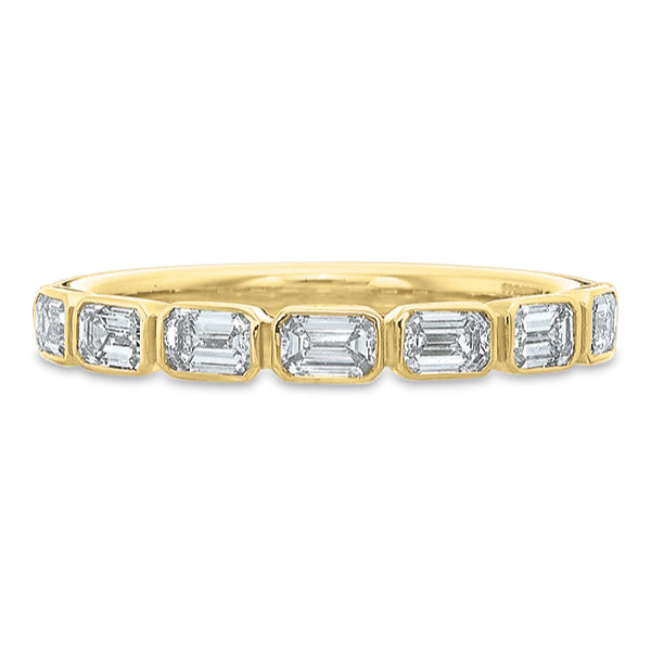 Bezeled East/West Emerald Cut Diamond Anniversary Band