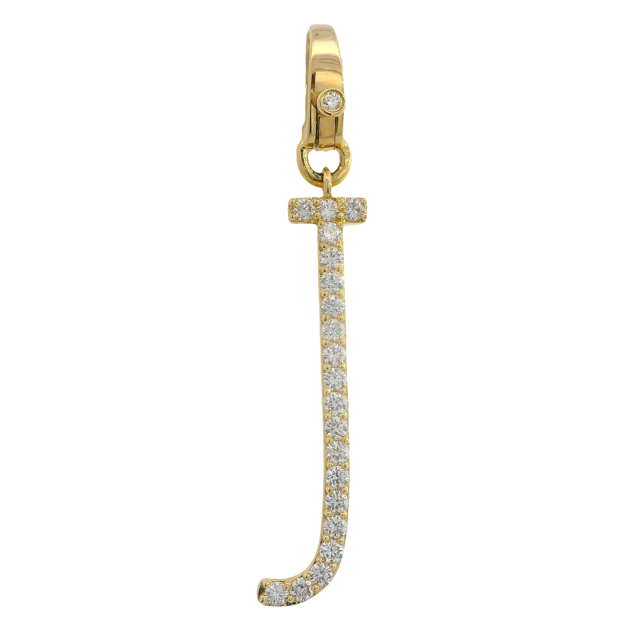 Pavé Round Diamond "J" Pendant on Diamond Latch Bail