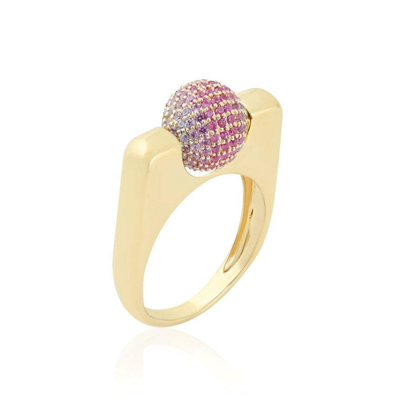 Pavé Pink Sapphire Spinning Sphere Ring
