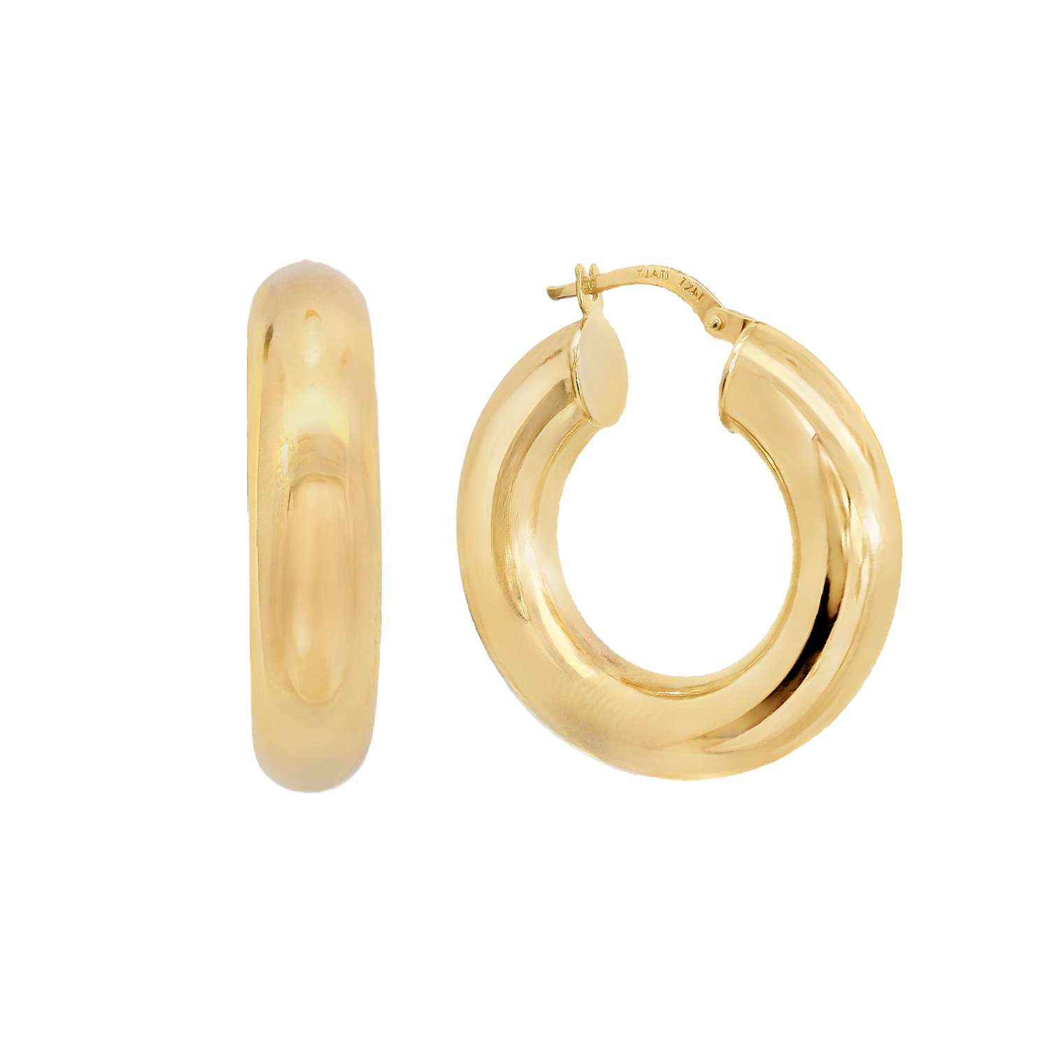 Polished 6mm Round Tube Hoop Earrings