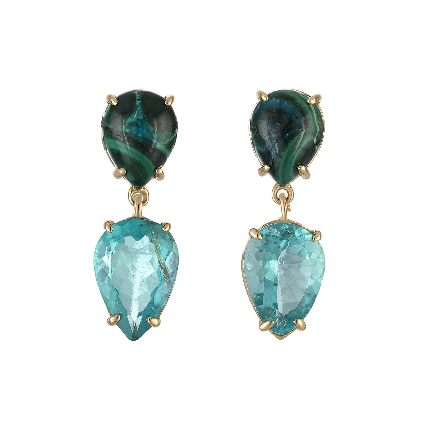 Apatite Chyrsocolla Droplet Earrings