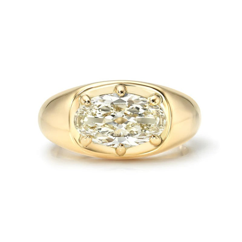 Lila Ring with East-West Cushion Cut Diamond