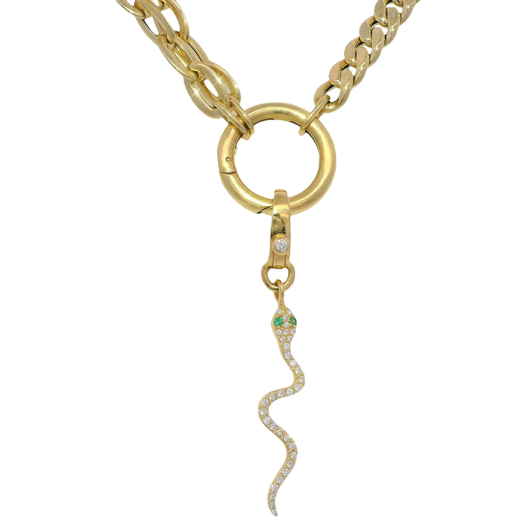 Serpent Charm with Diamonds & Emerald Eyes