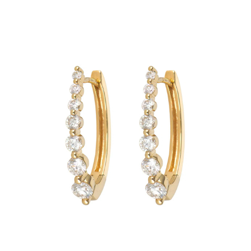 Large Oval Graduated Diamond Hoops