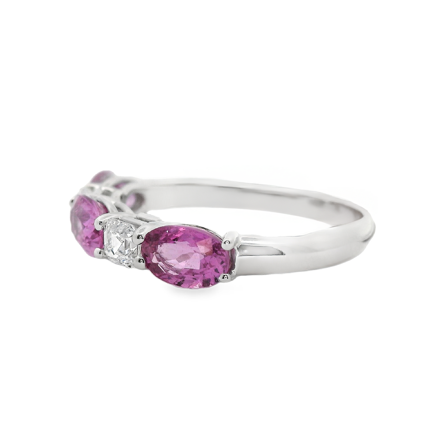 Alternating East/West Pink Sapphire and Diamond Band